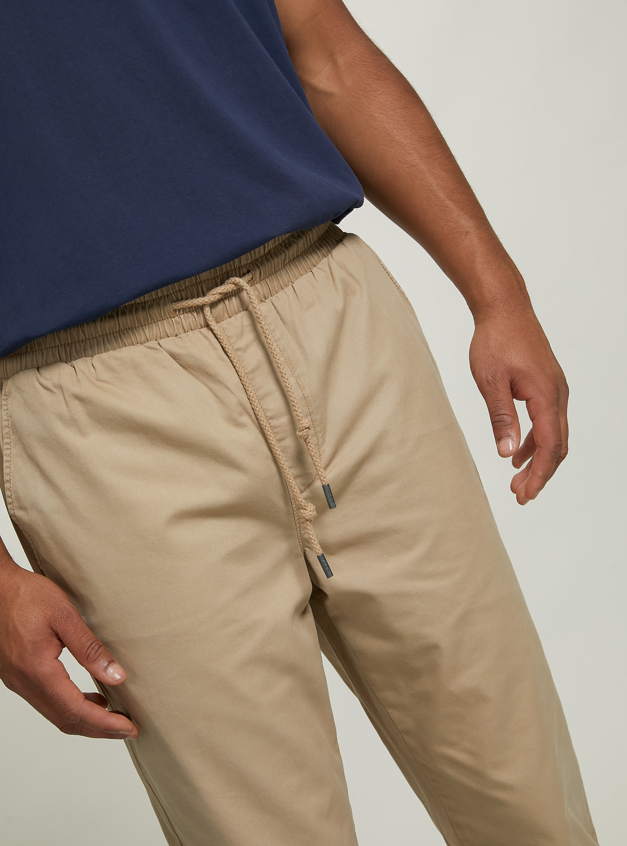 Twill chinos with elasticated waistband, TB3 TOBACCO LIGHT