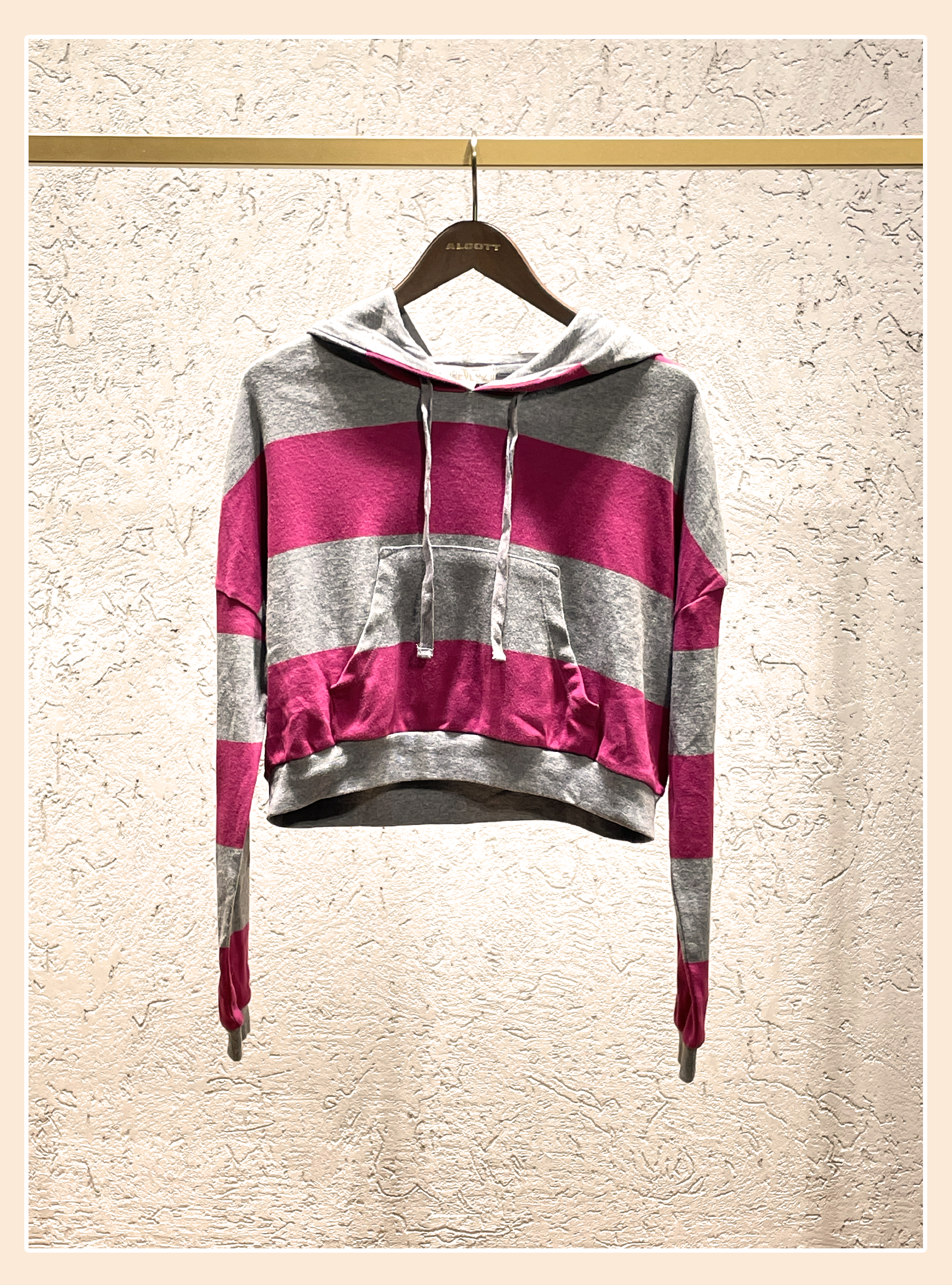 Felpa cropped rigata FOREVER21, FUXIA