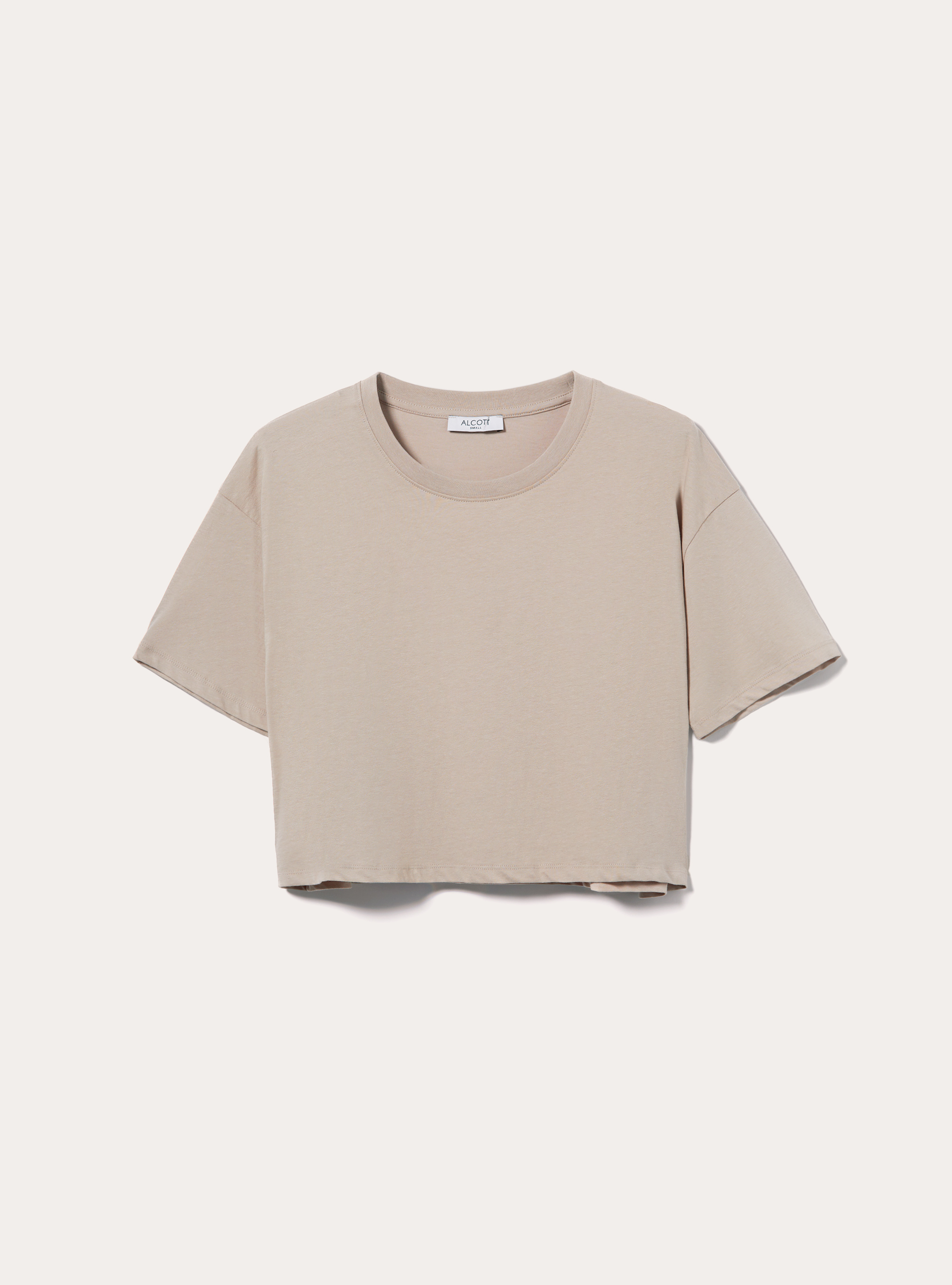 Camiseta corta de algodón, BG3 BEIGE LIGHT