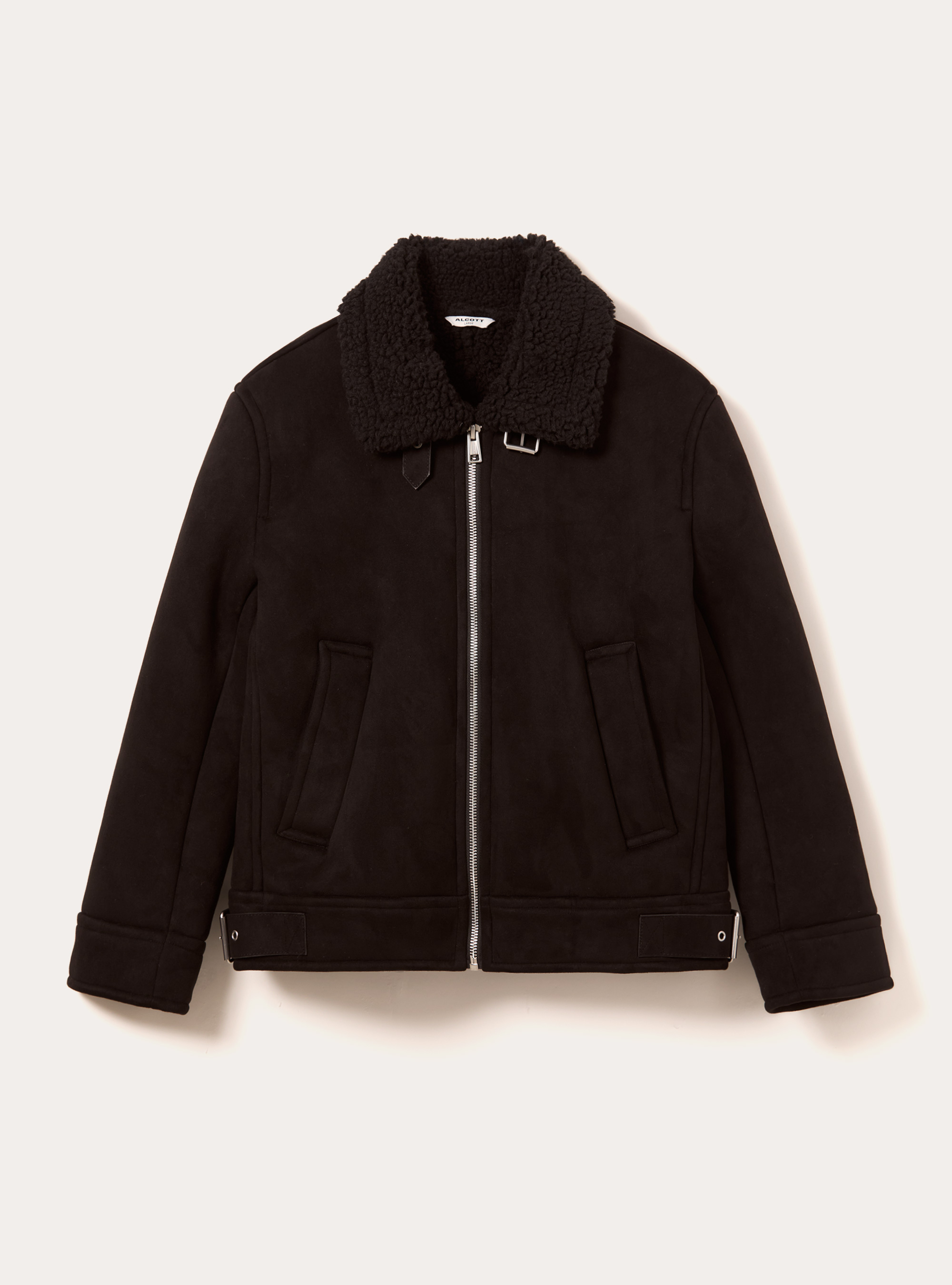 Giubbotto effetto camoscio interno in sherpa, BK1 BLACK