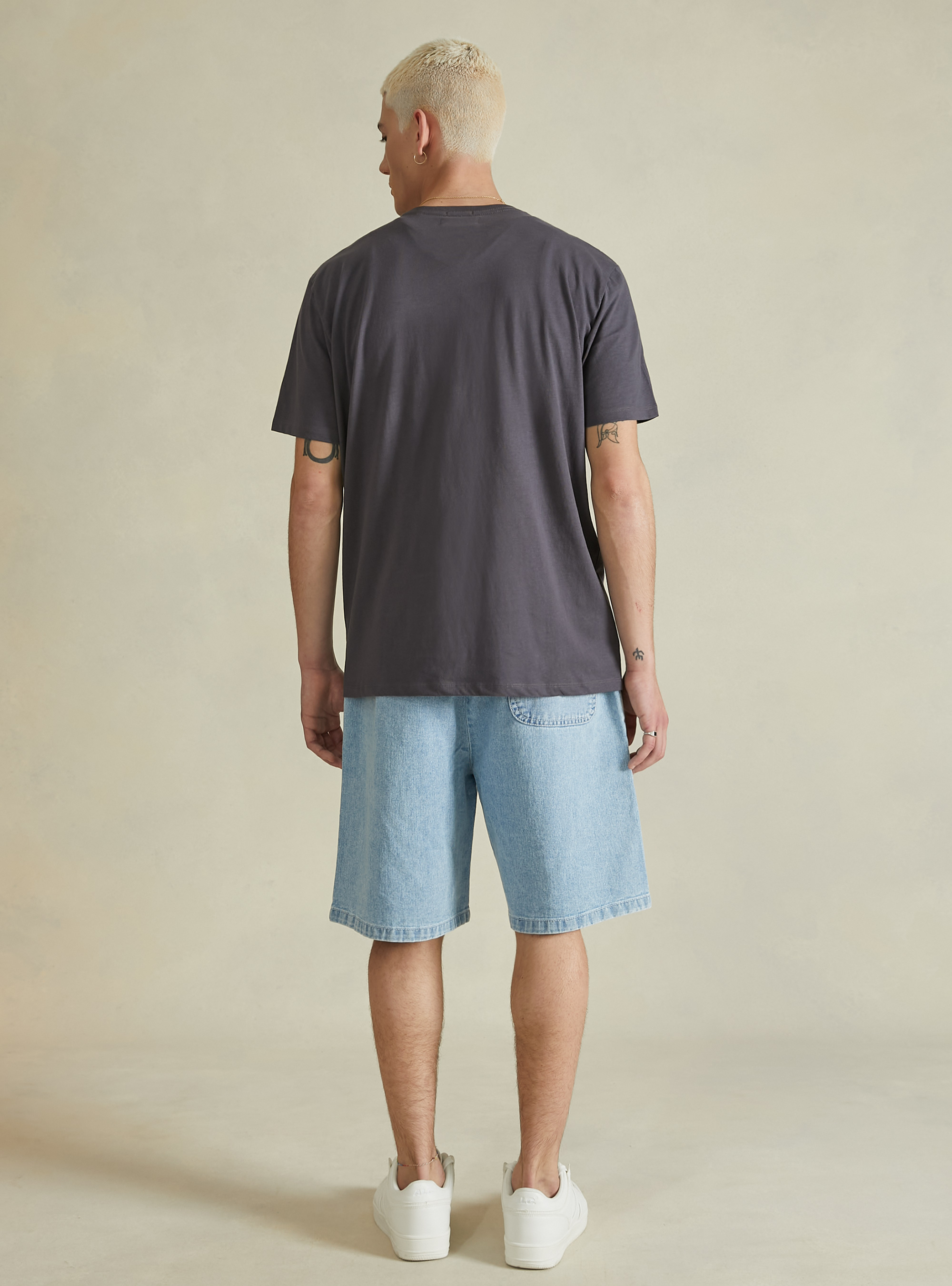 T-shirt en coton à col ras du cou, GY1 GREY DARK