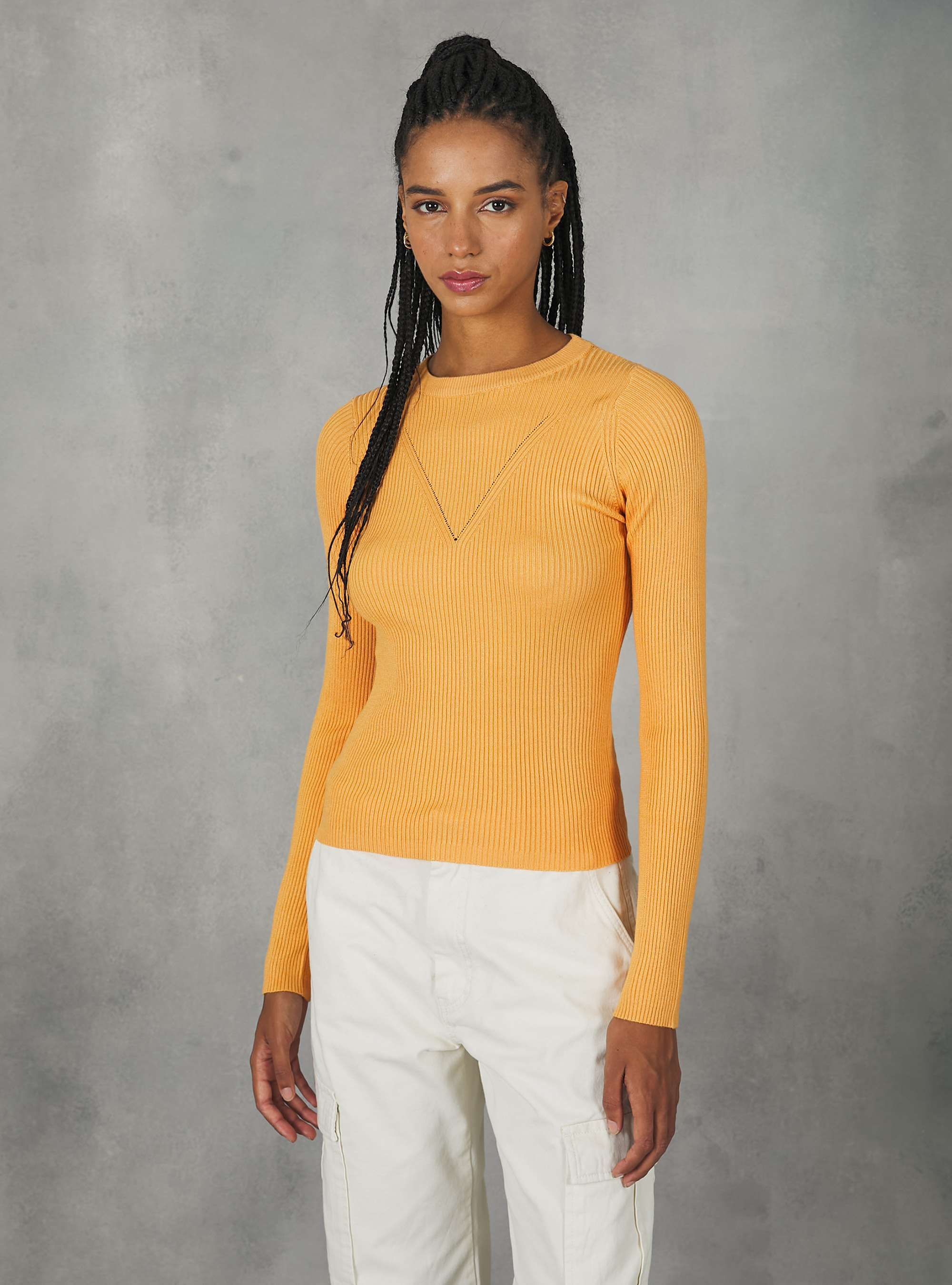 Pullover with V motif, OR3 ORANGE LIGHT