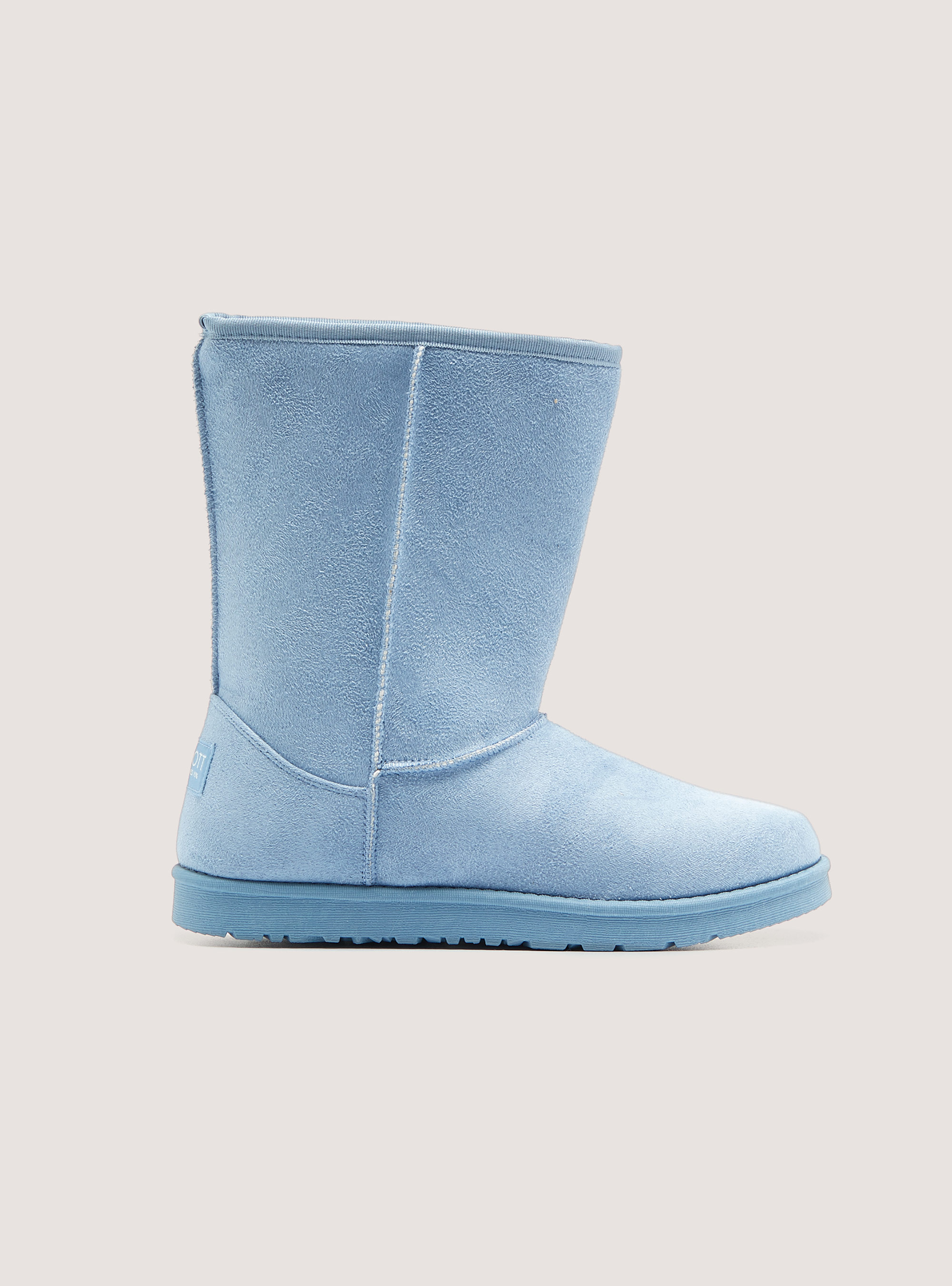 Suede ankle boots with faux fur inside, C0691 AZZURRE