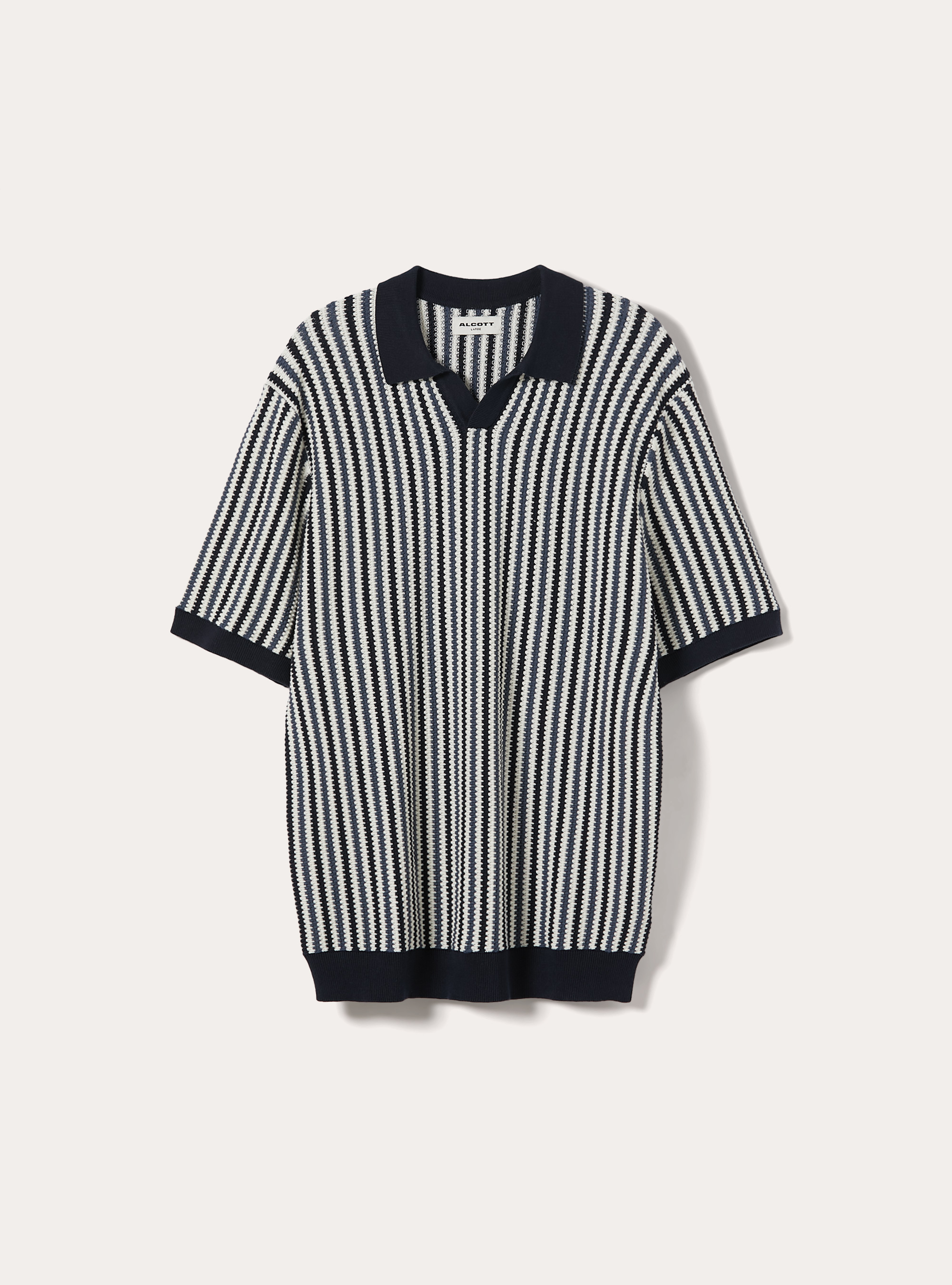 Polo en maille ray&eacute;e, NA1 NAVY DARK
