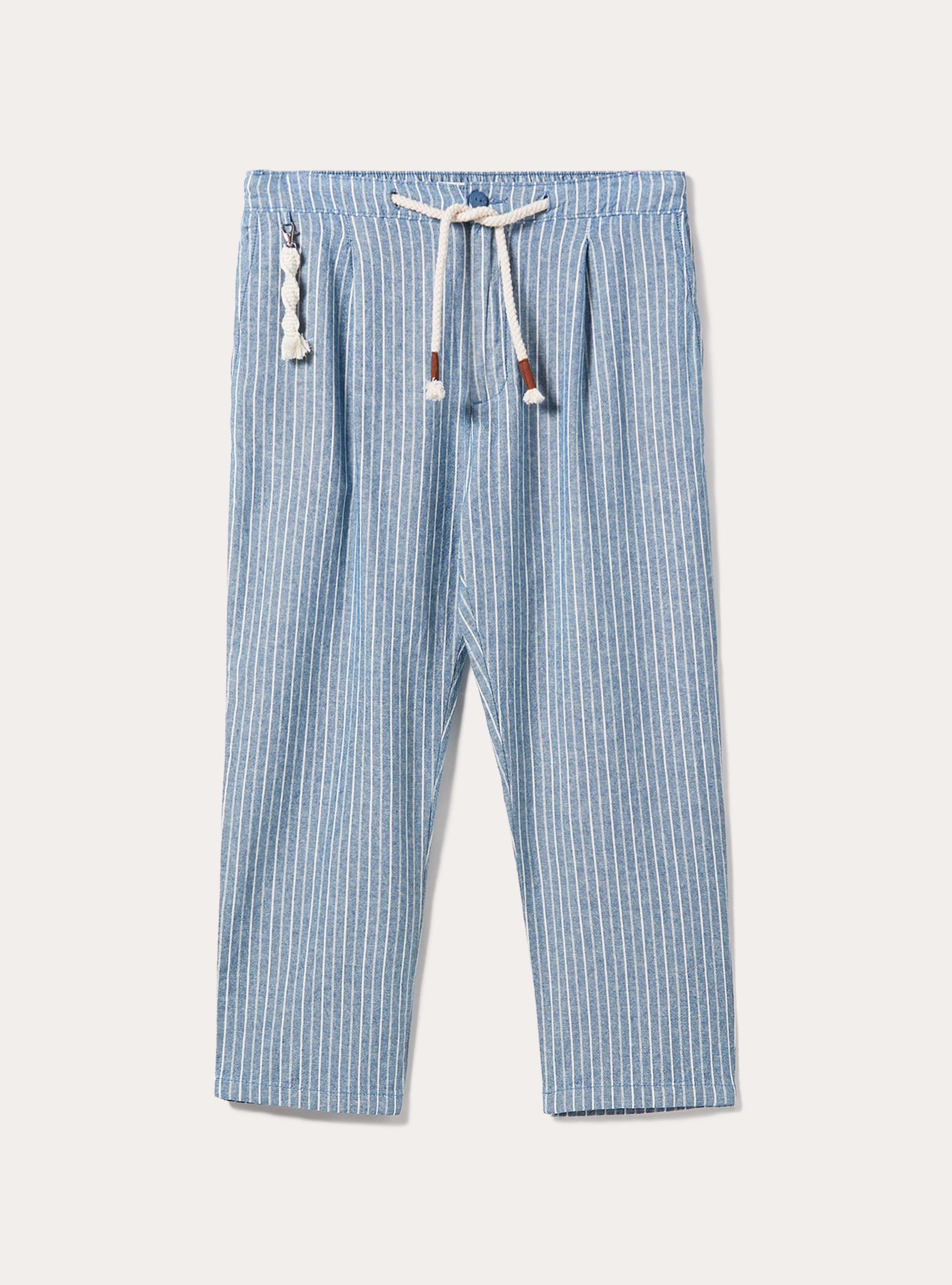 Linen blend striped jogger trousers, NA2 NAVY MEDIUM