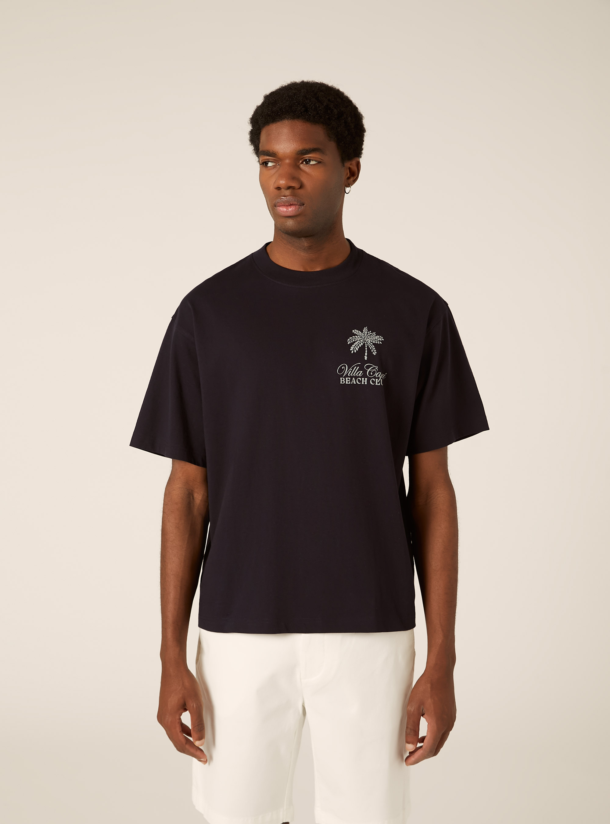 T-shirt boxy fit con stampa villa capri, NA2 NAVY MEDIUM