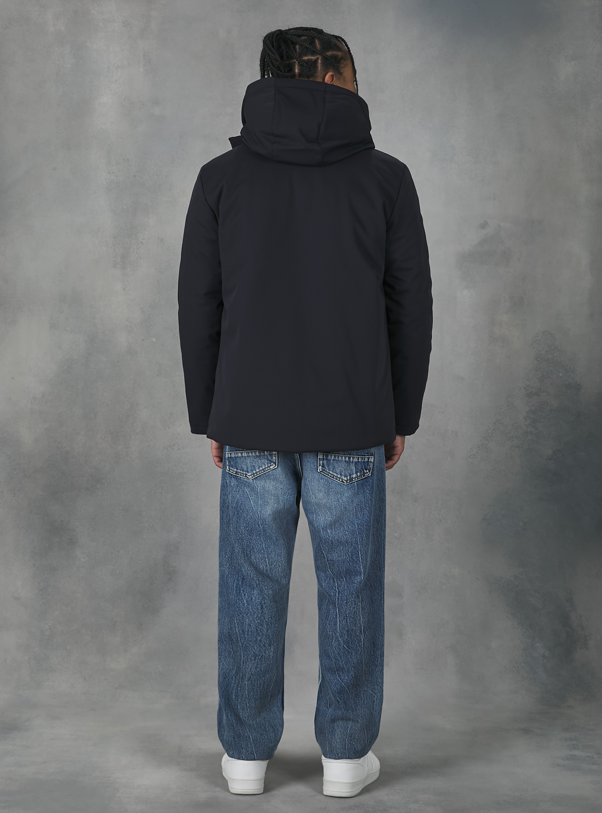 Technical fabric jacket with recycled padding, NA1 NAVY DARK