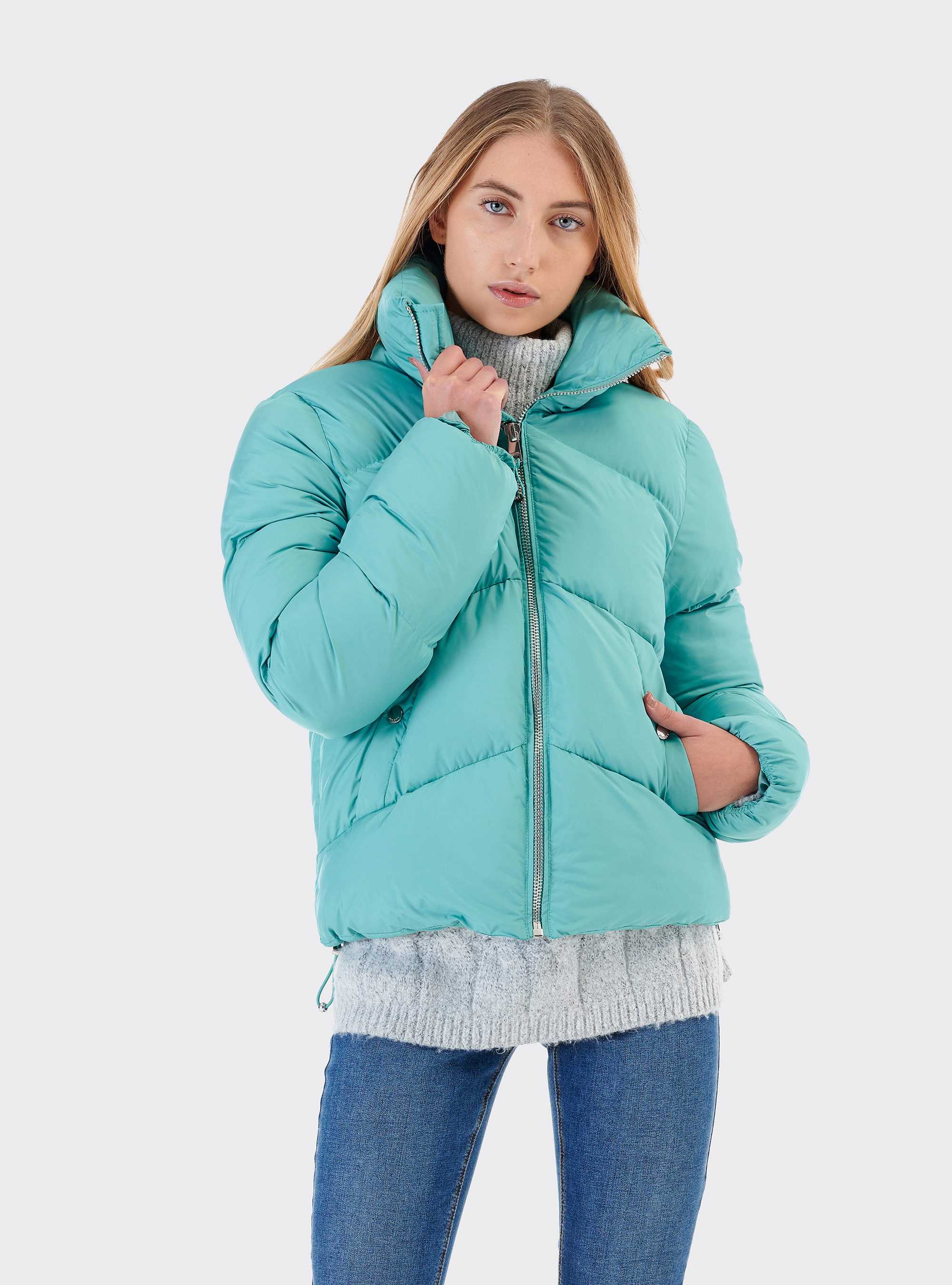 Short puffy jacket, C1184 ICE GREEN