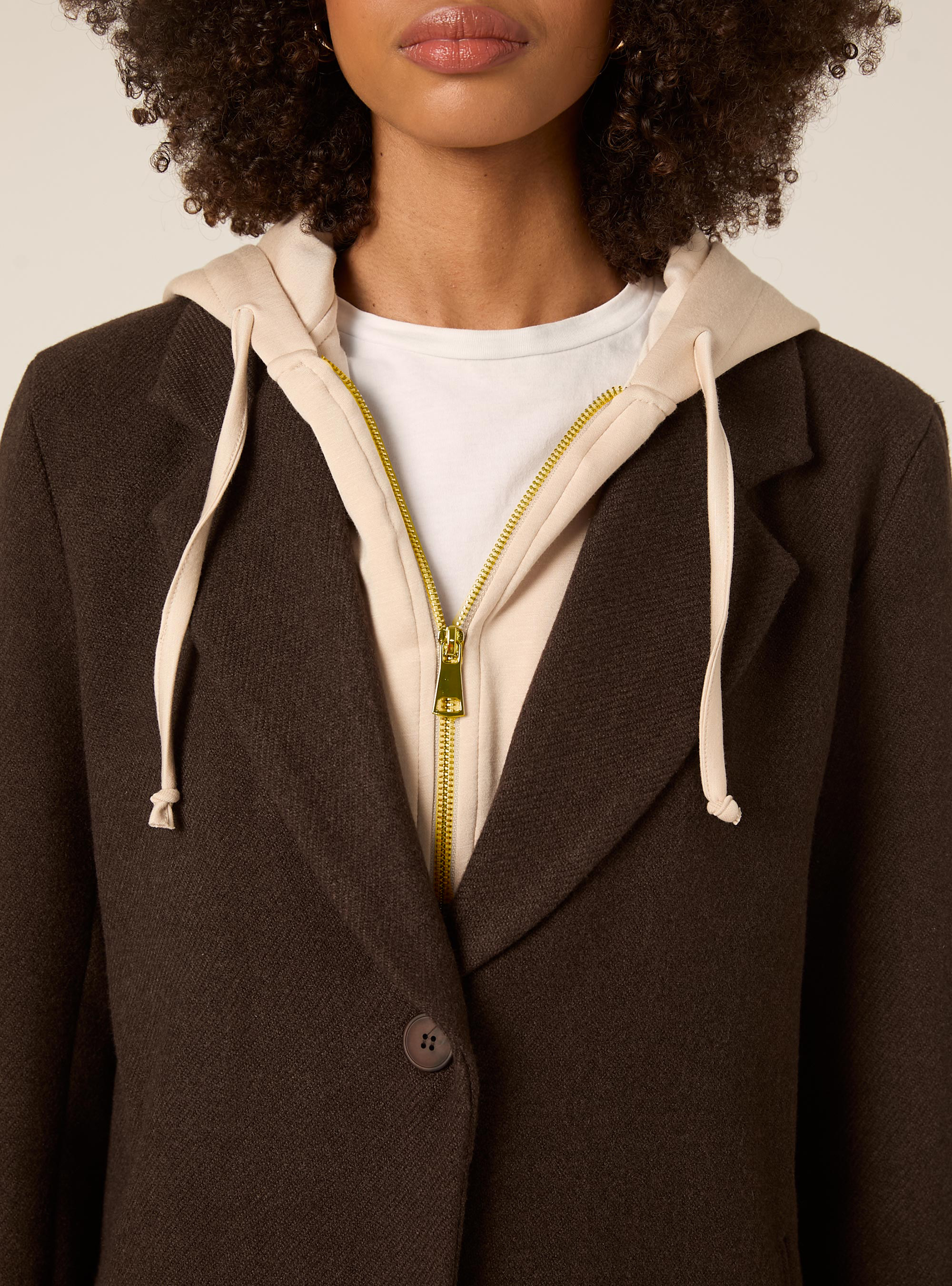 Manteau double tissu, BR1 BROWN DARK