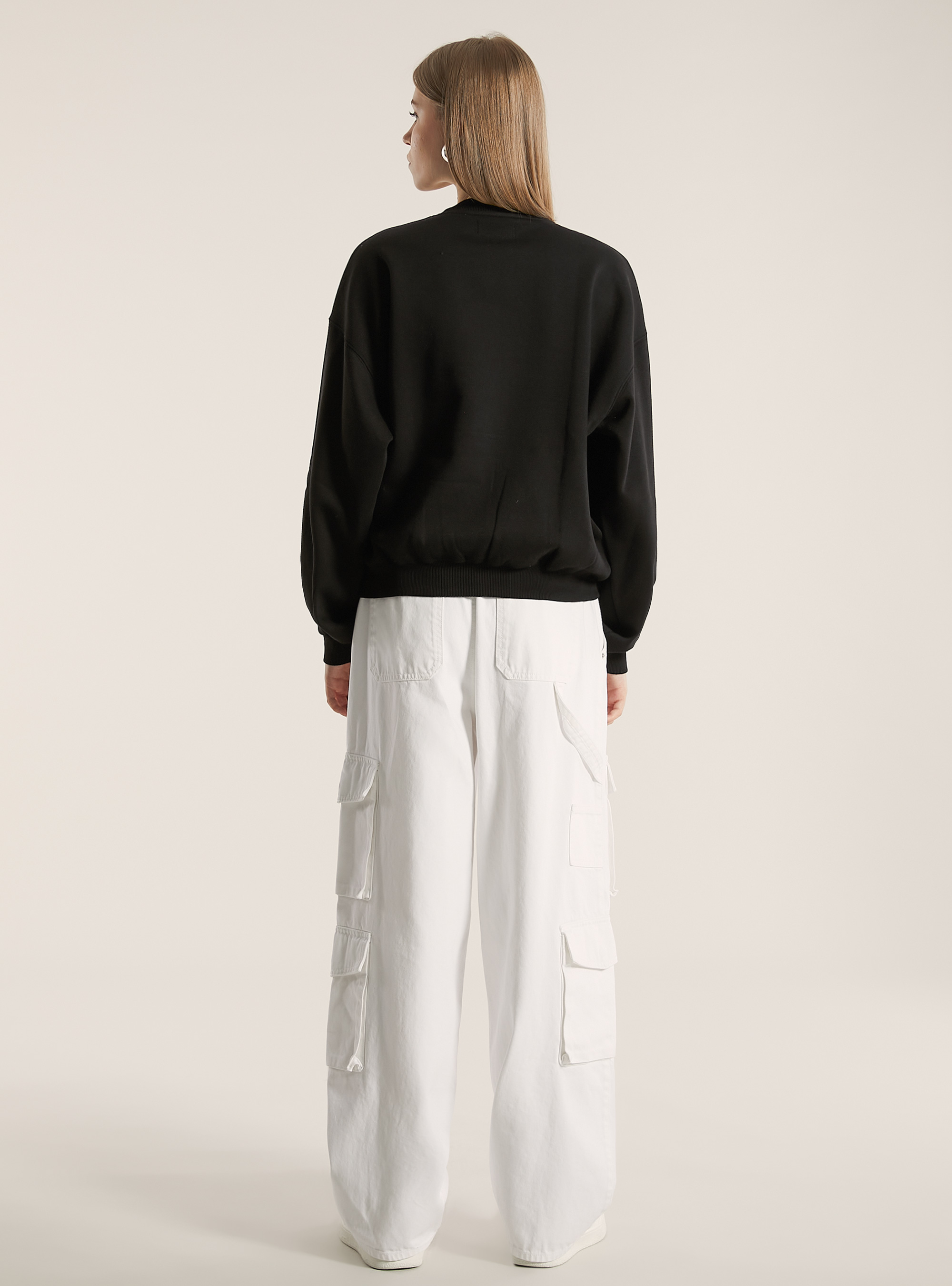 Oversized sweatshirt with print, BK1 BLACK