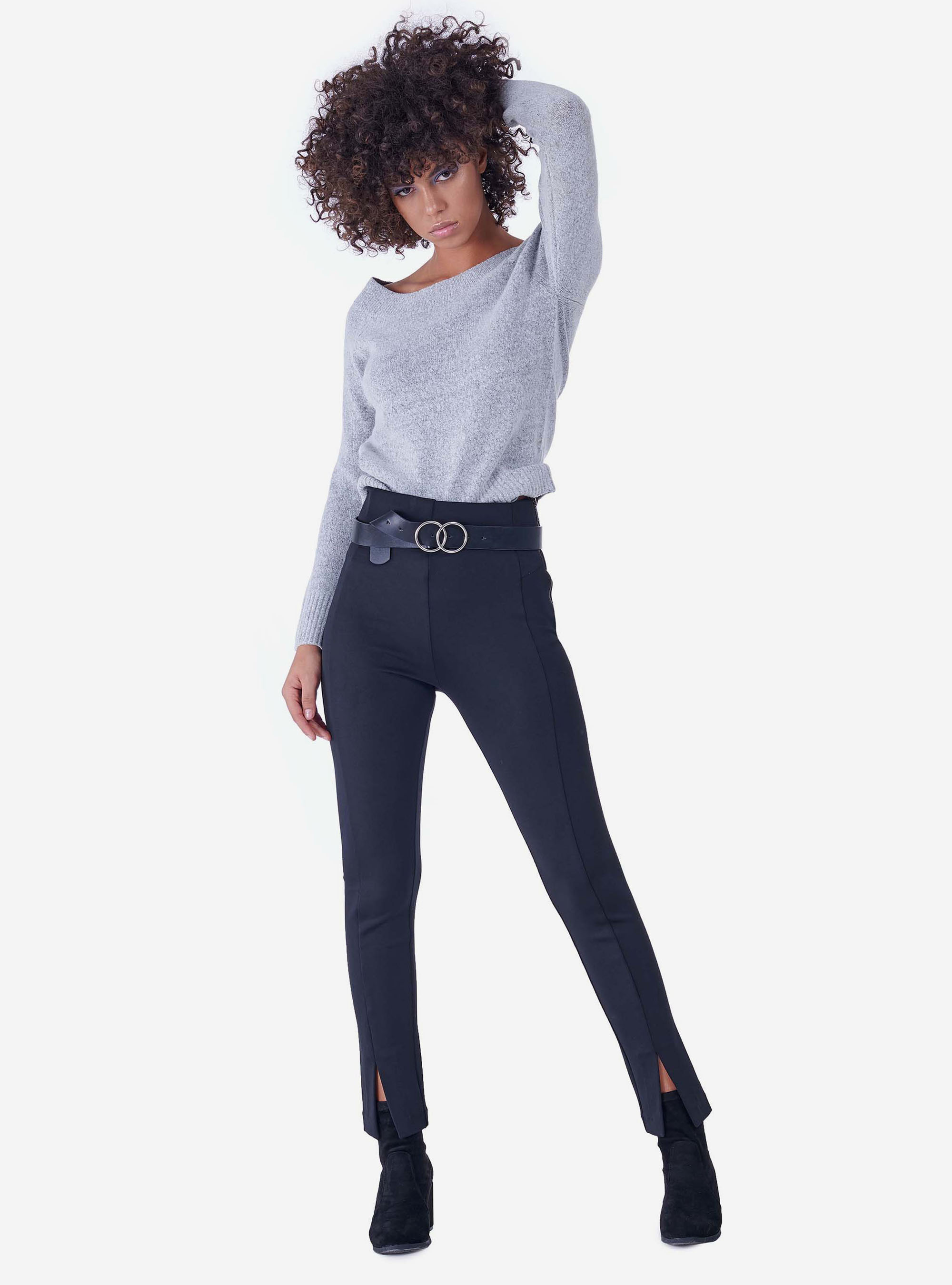 Pull à col large, C150 GREY M