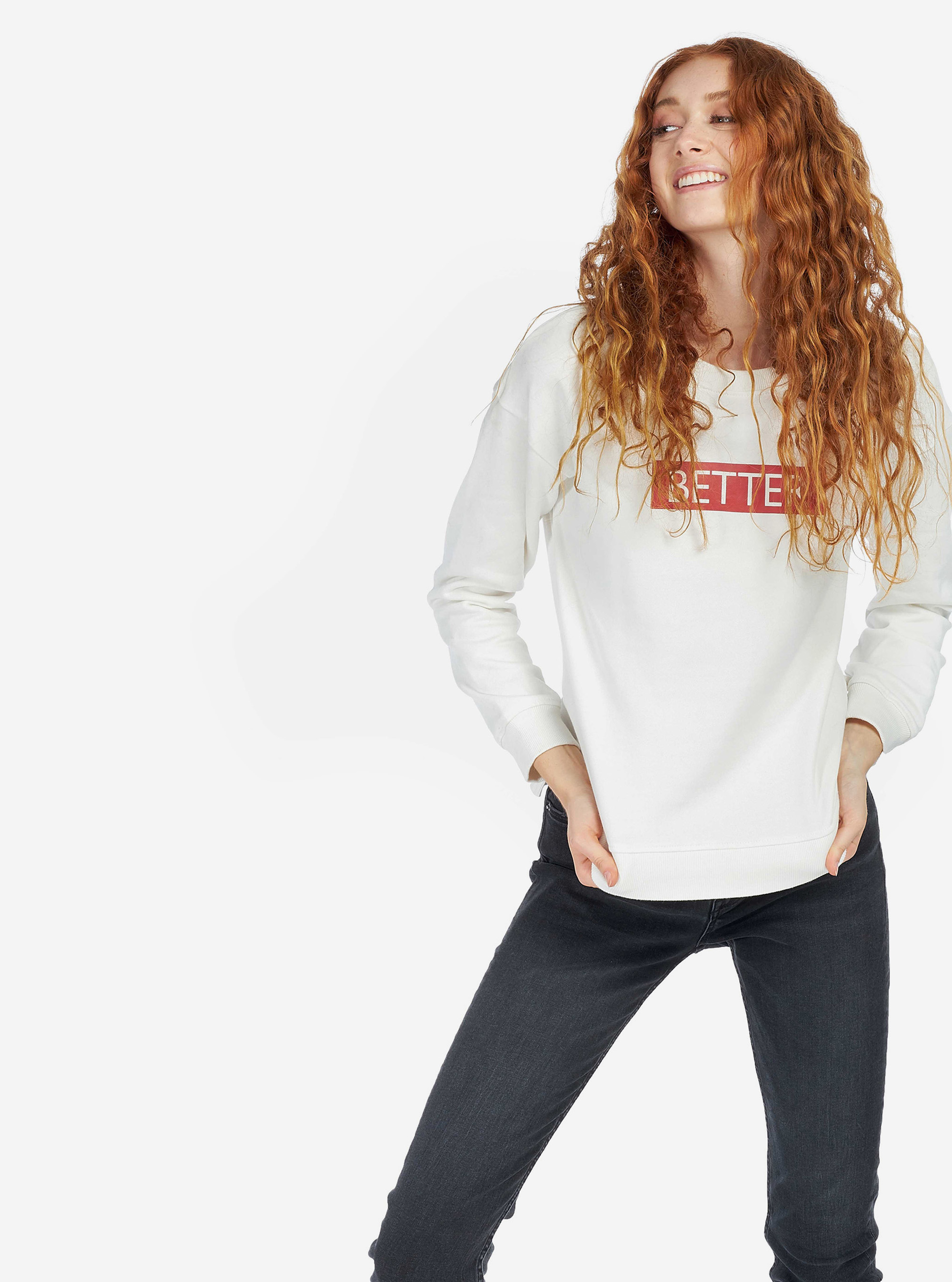 SWEATSHIRT WITH SLOGAN, WHITE
