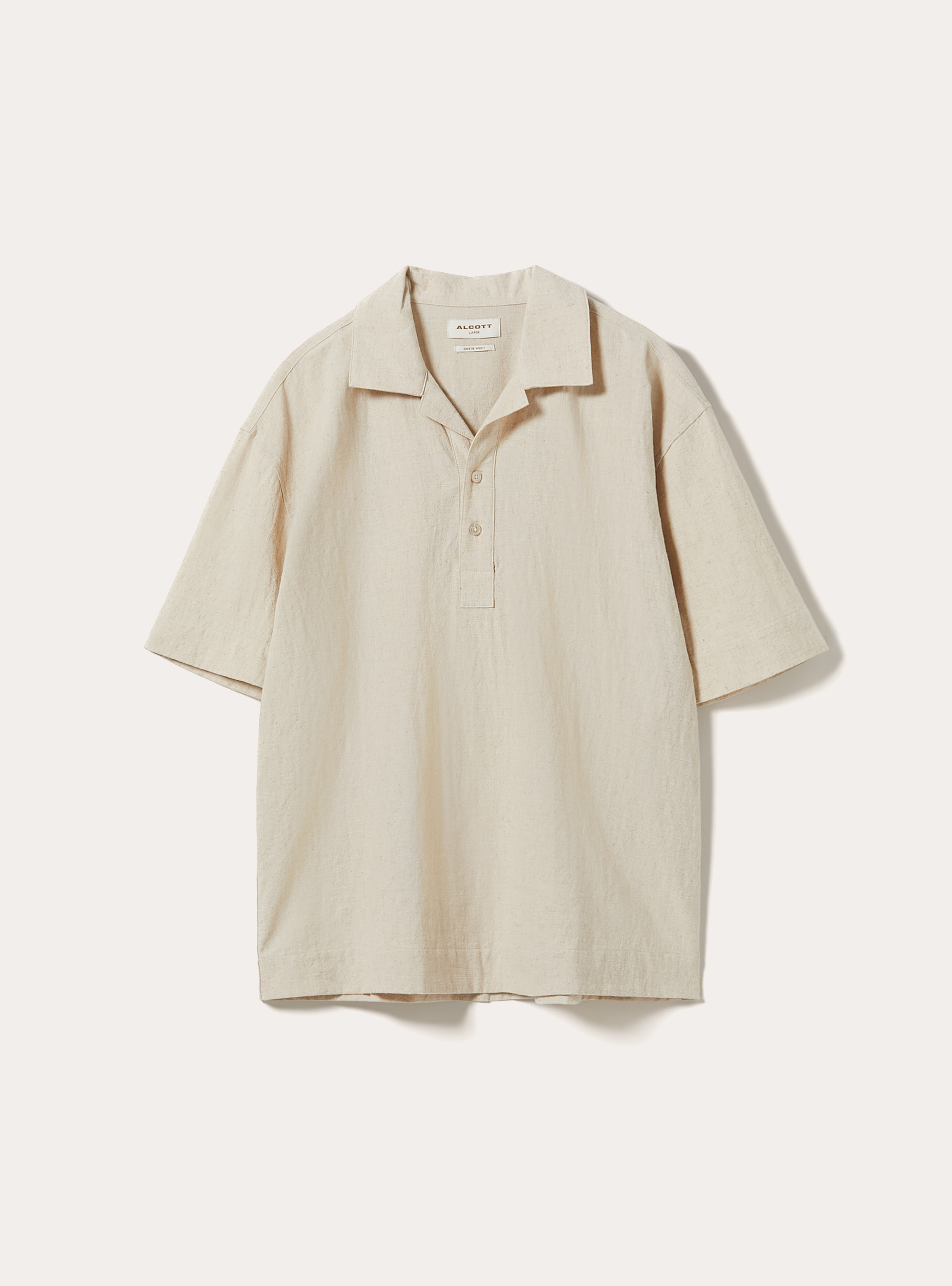 Polo Camisero de Mezcla de Lino, MBG2 BEIGE MEL MED