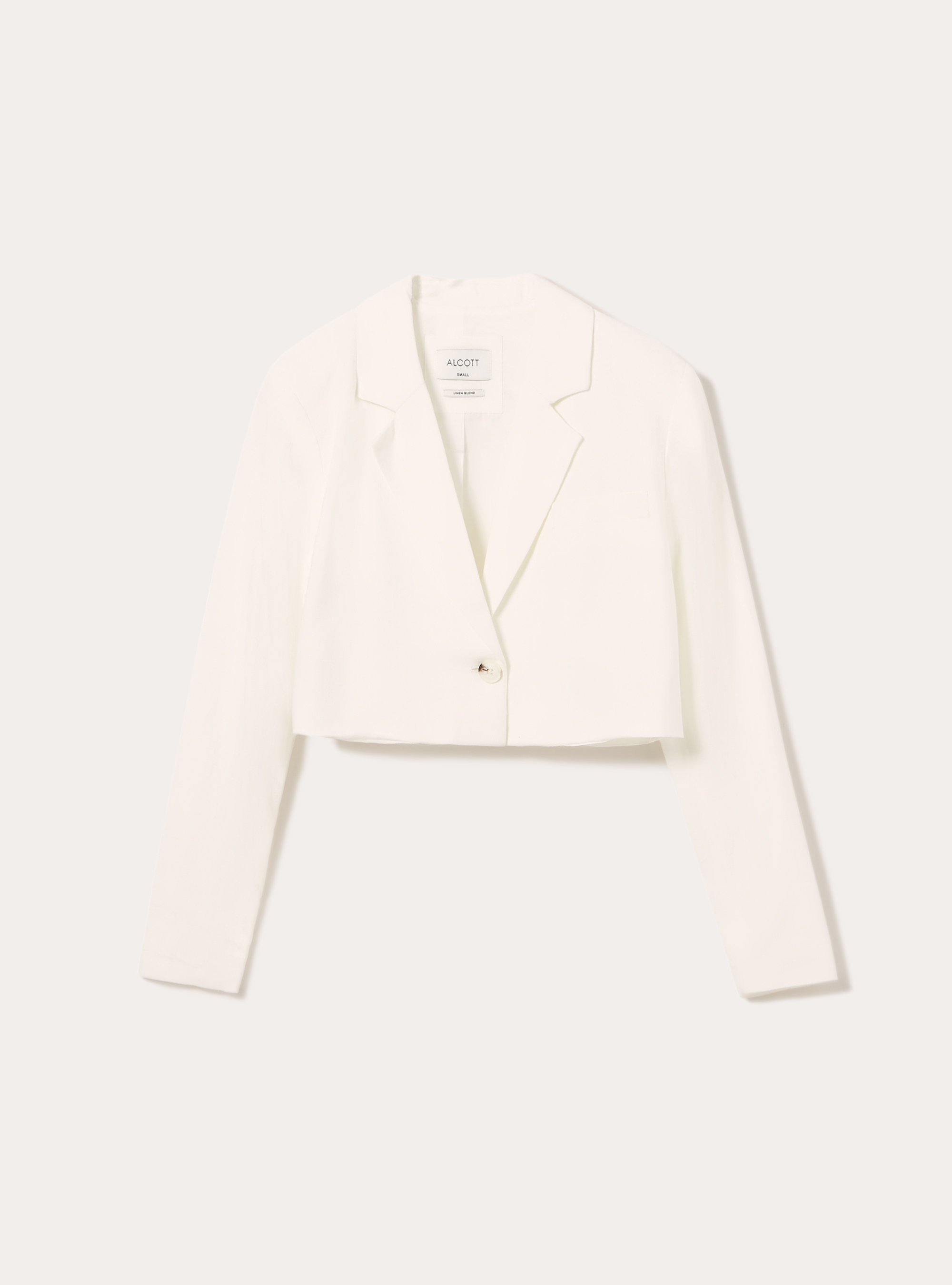 Blazer court en lin mélangé, WH2 WHITE