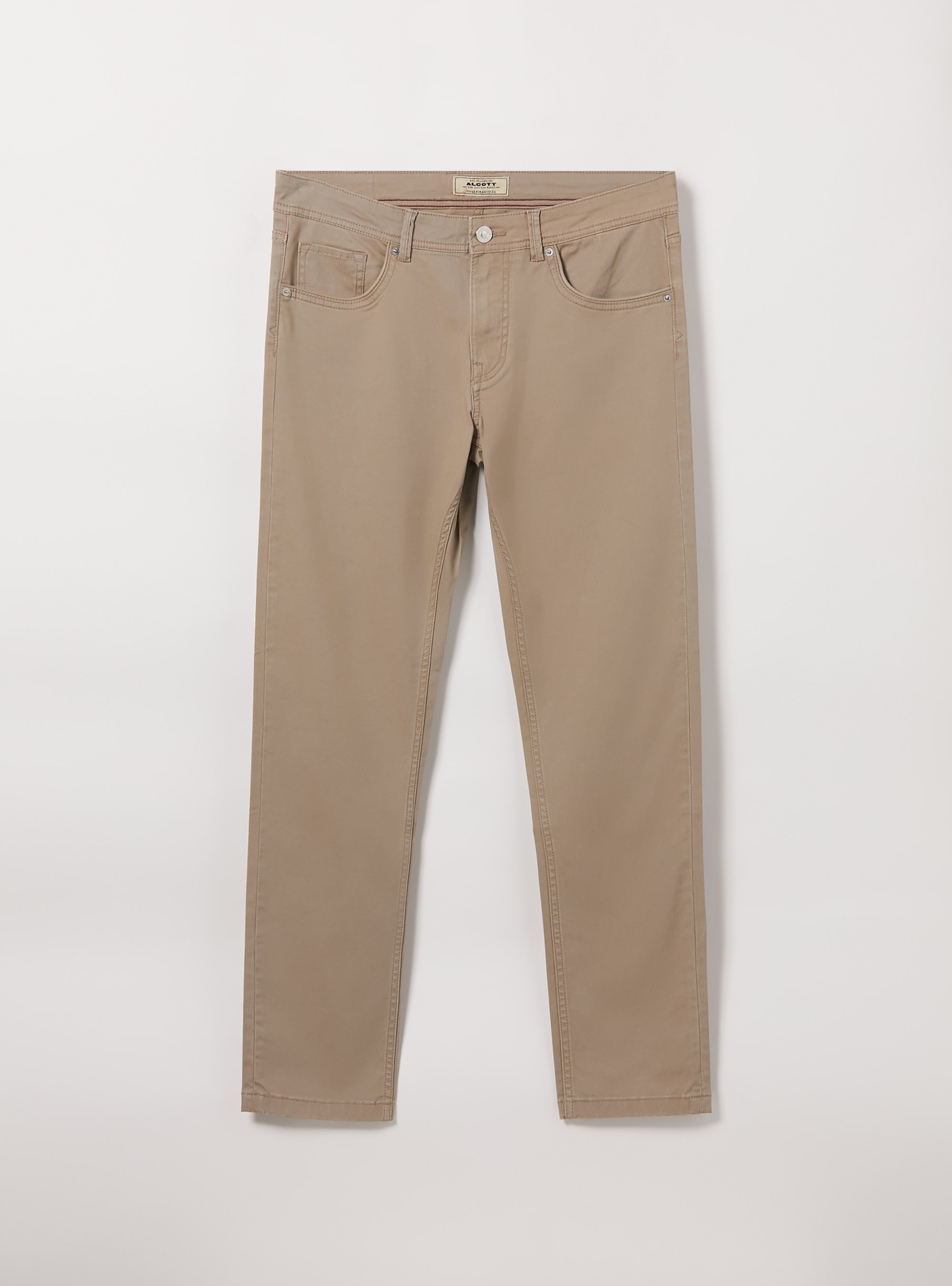 Skinny fit cotton trousers, BG1 BEIGE DARK