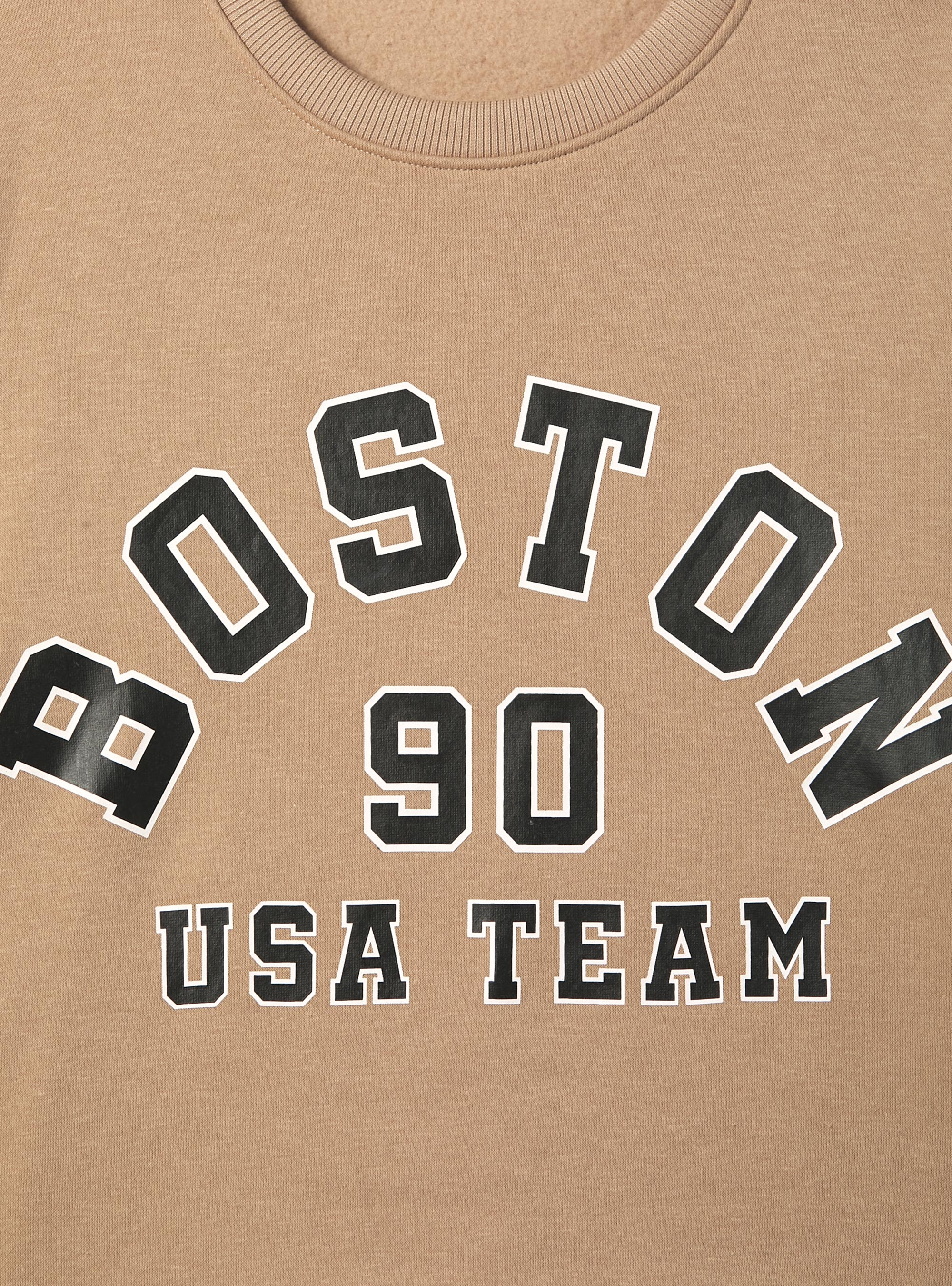 Sudadera college comfort fit de cuello redondo, BG2 BEIGE MEDIUM