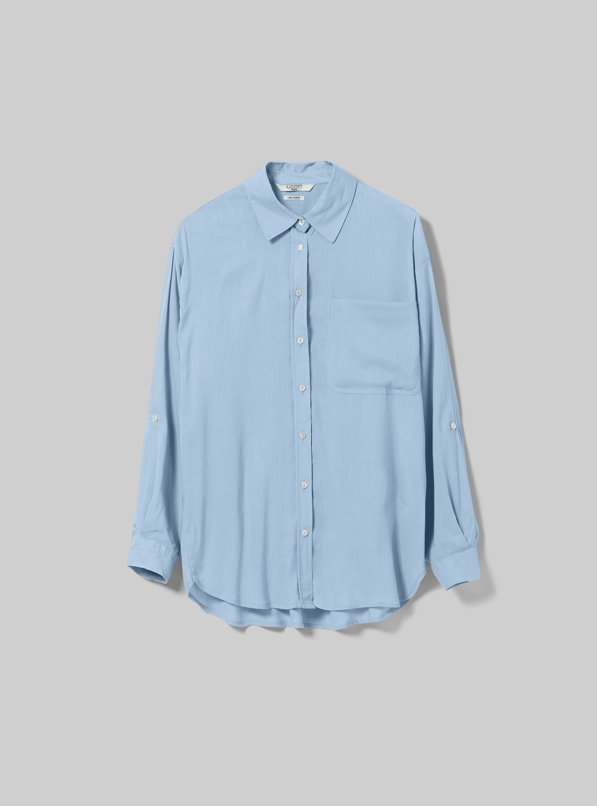 Linen blend shirt with breast pocket, AZ3 AZURRE LIGHT