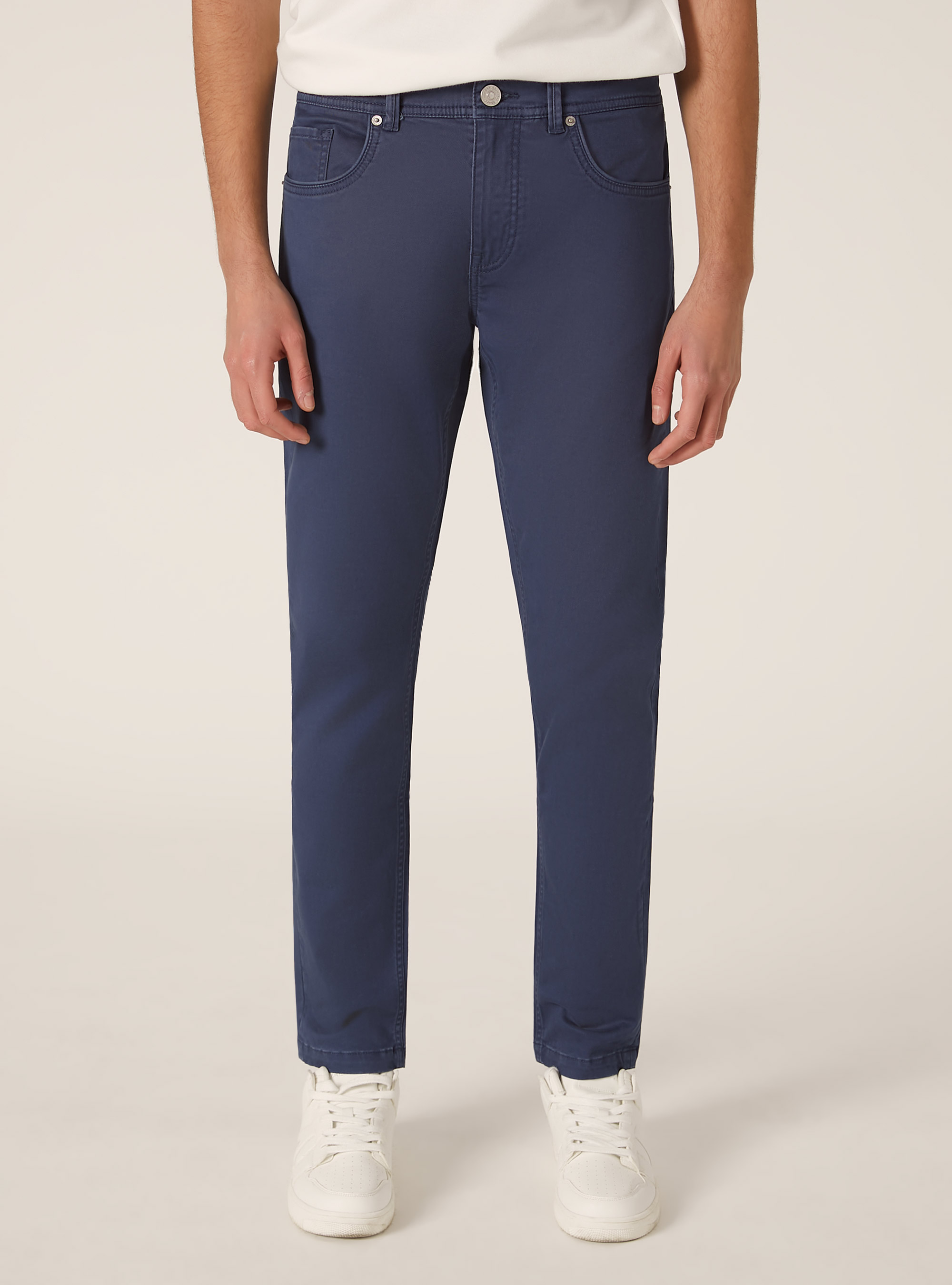 Skinny fit cotton trousers, BL2 BLUE MEDIUM