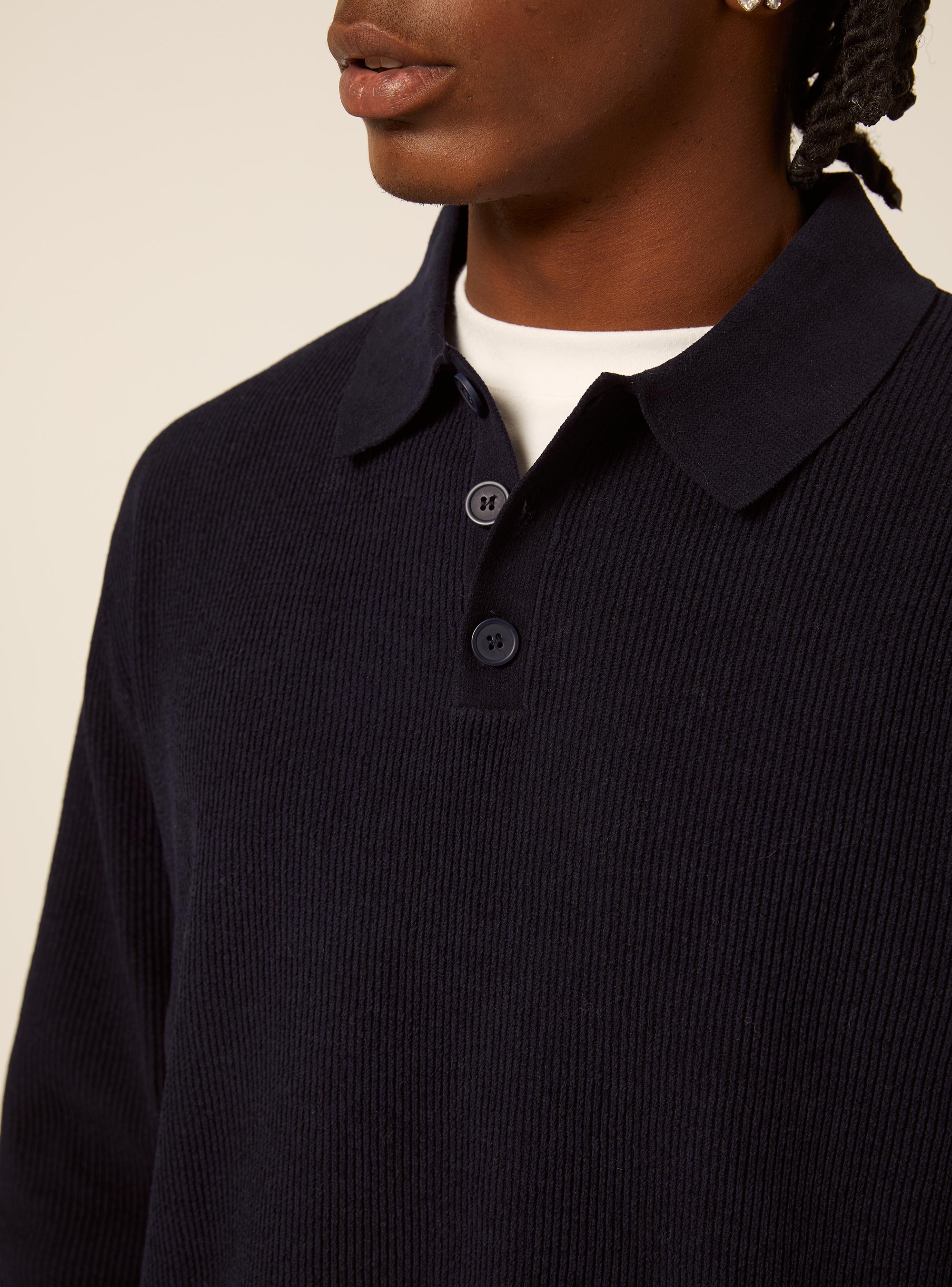 Polo in maglia chenille, NAVY SCURO