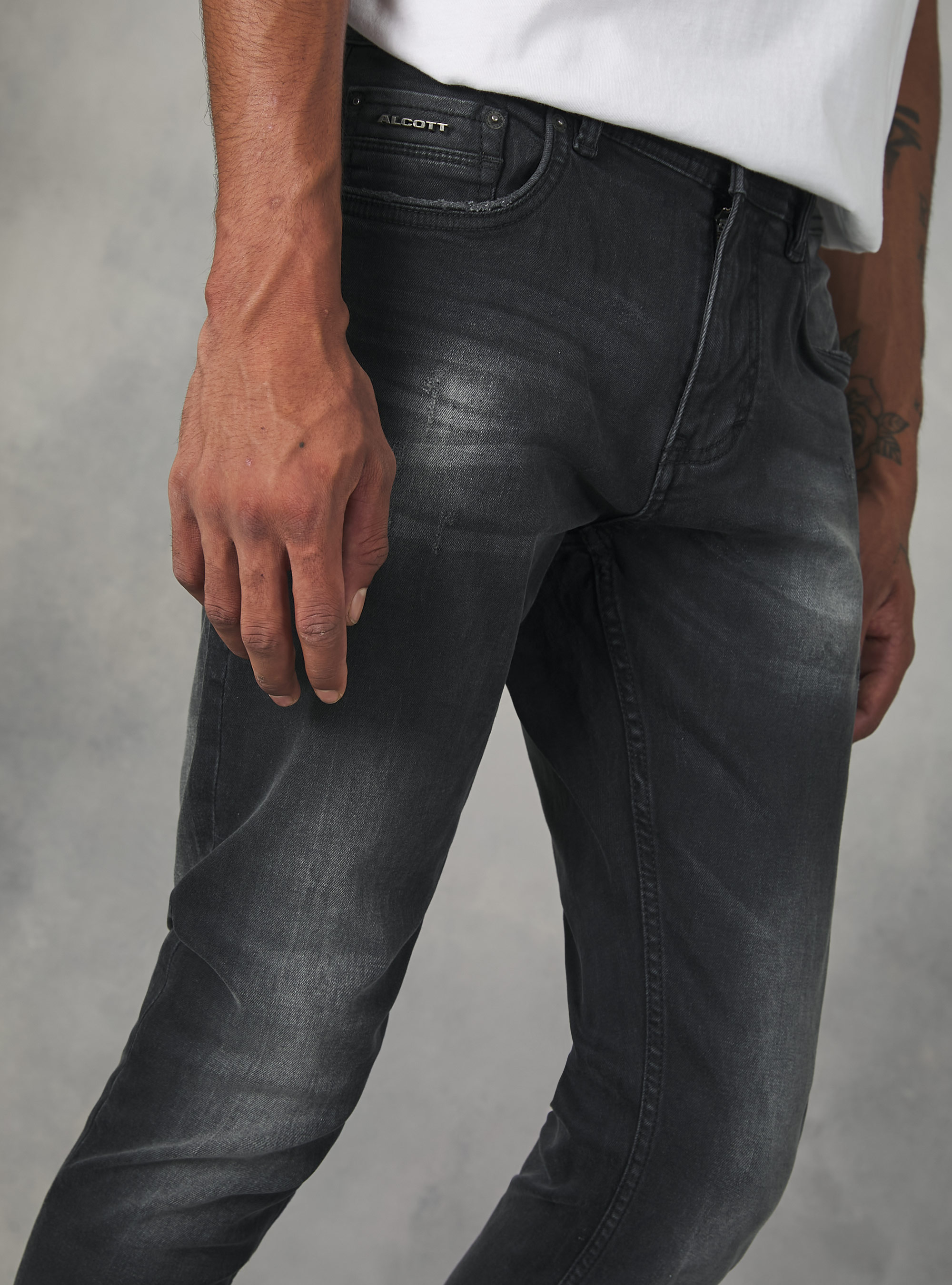 Vaqueros super skinny en denim el&aacute;stico, D00G GREY