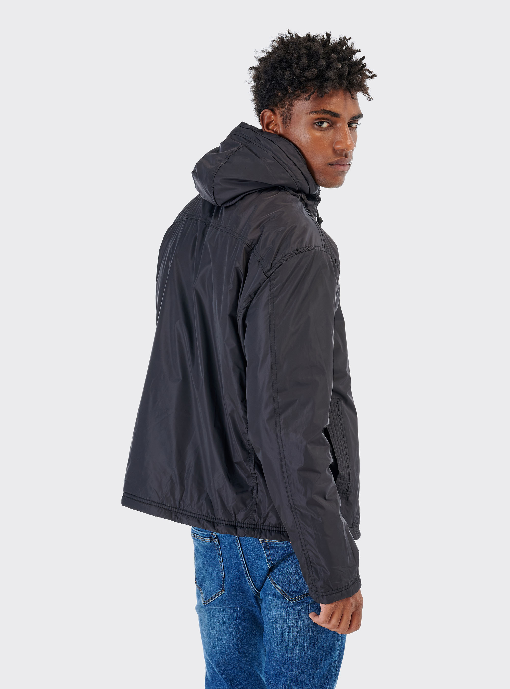 JACKET WITH HOOD, BLACK