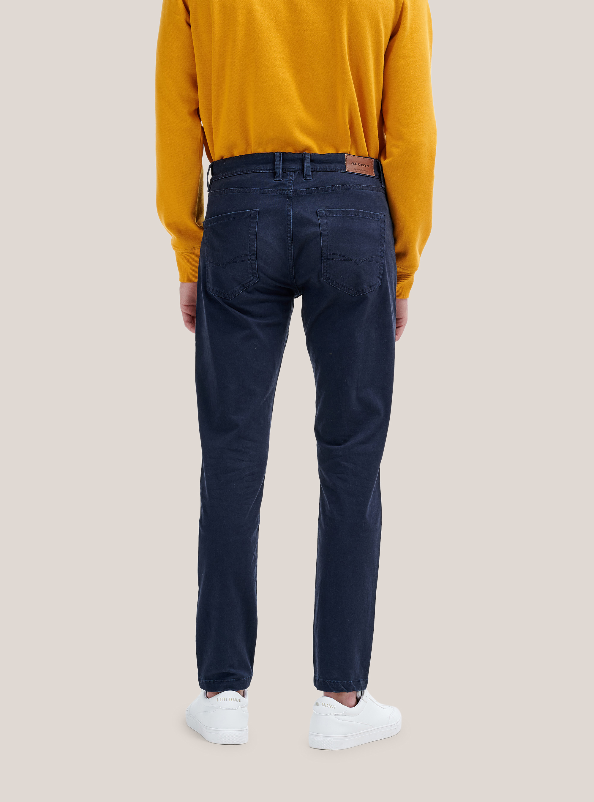 Recycled cotton skinny fit trousers, BLUE NAVY