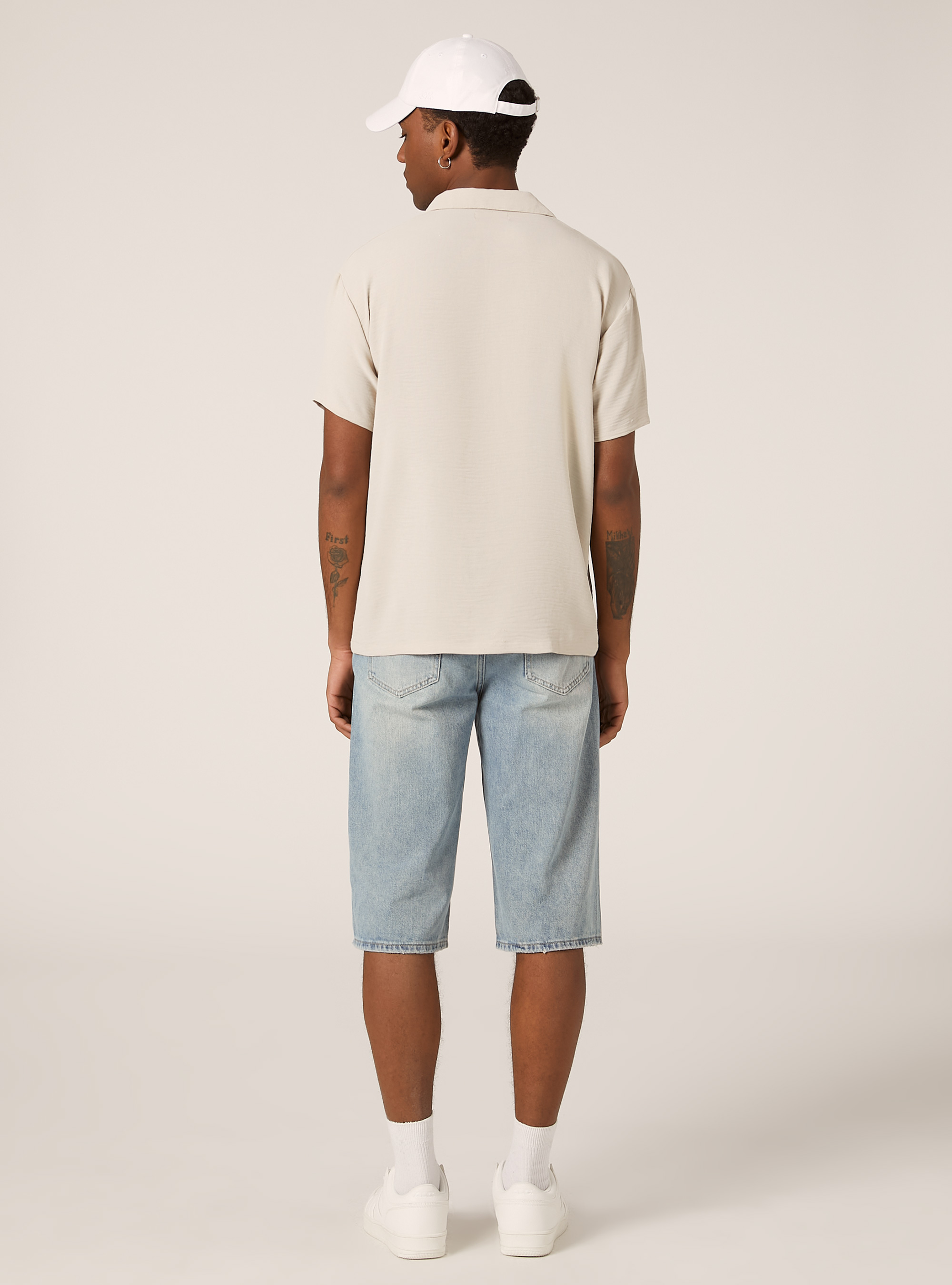 Crepe polo shirt with open collar, BG2 BEIGE MEDIUM