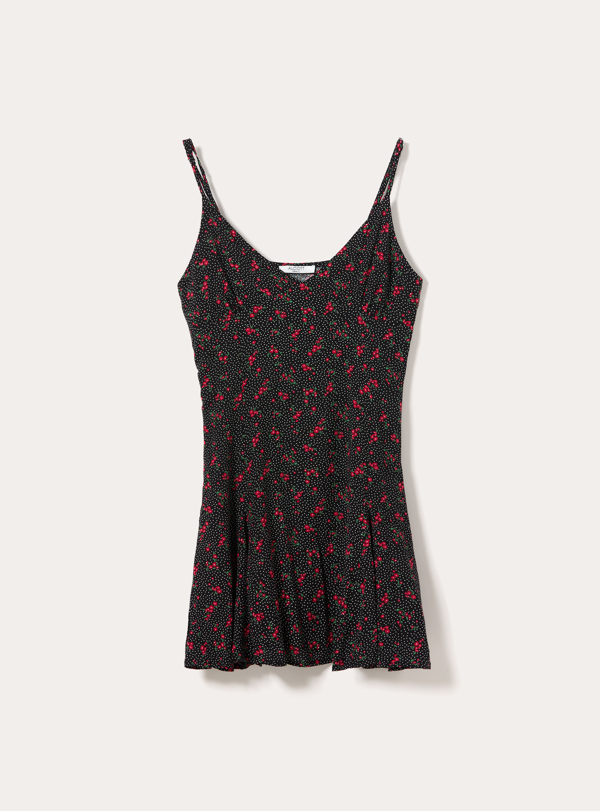 Vestito mini scampanato stampato, NERO