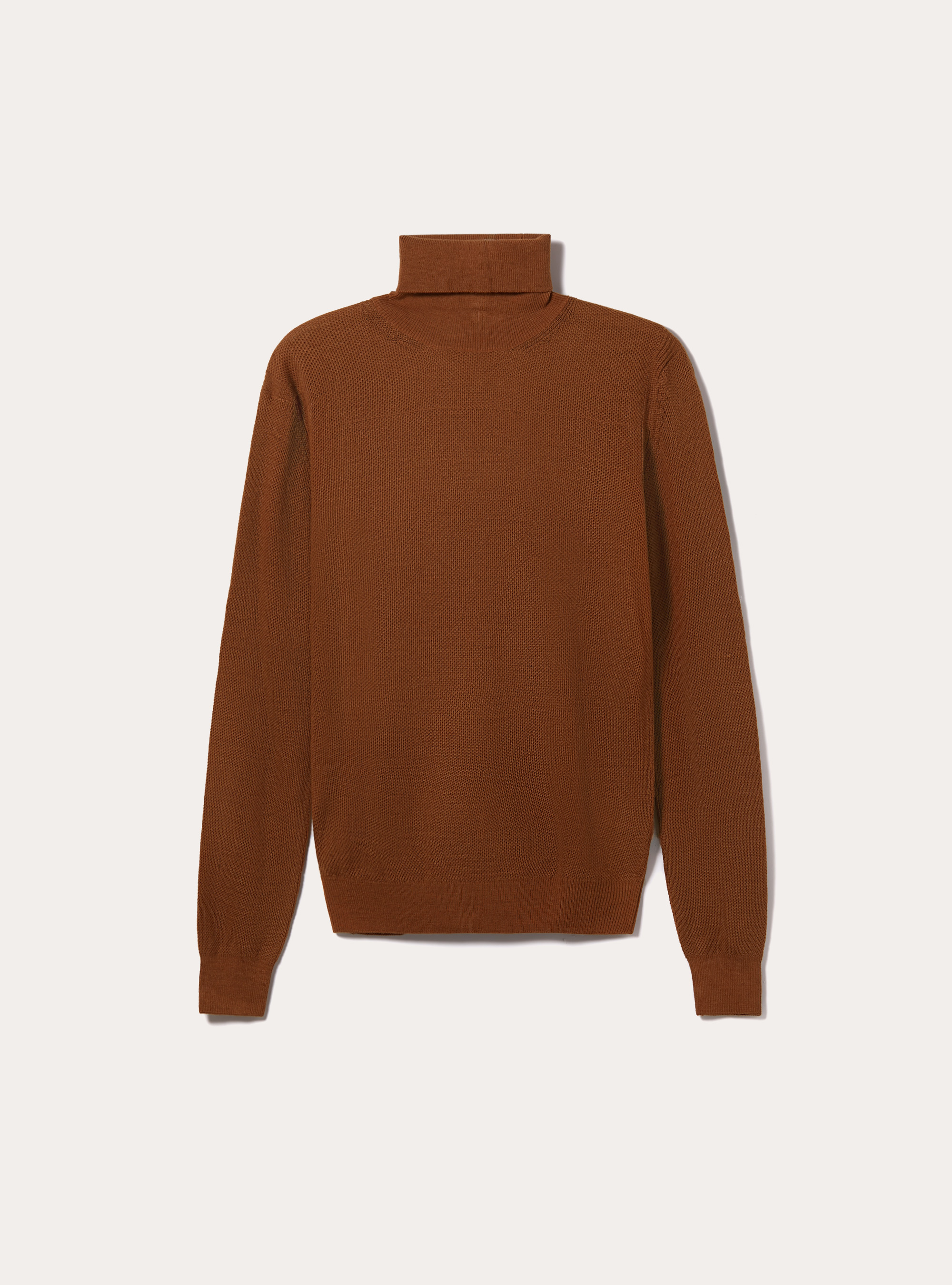 Pull à col roulé avec texture à points de riz, C5528 CAMEL