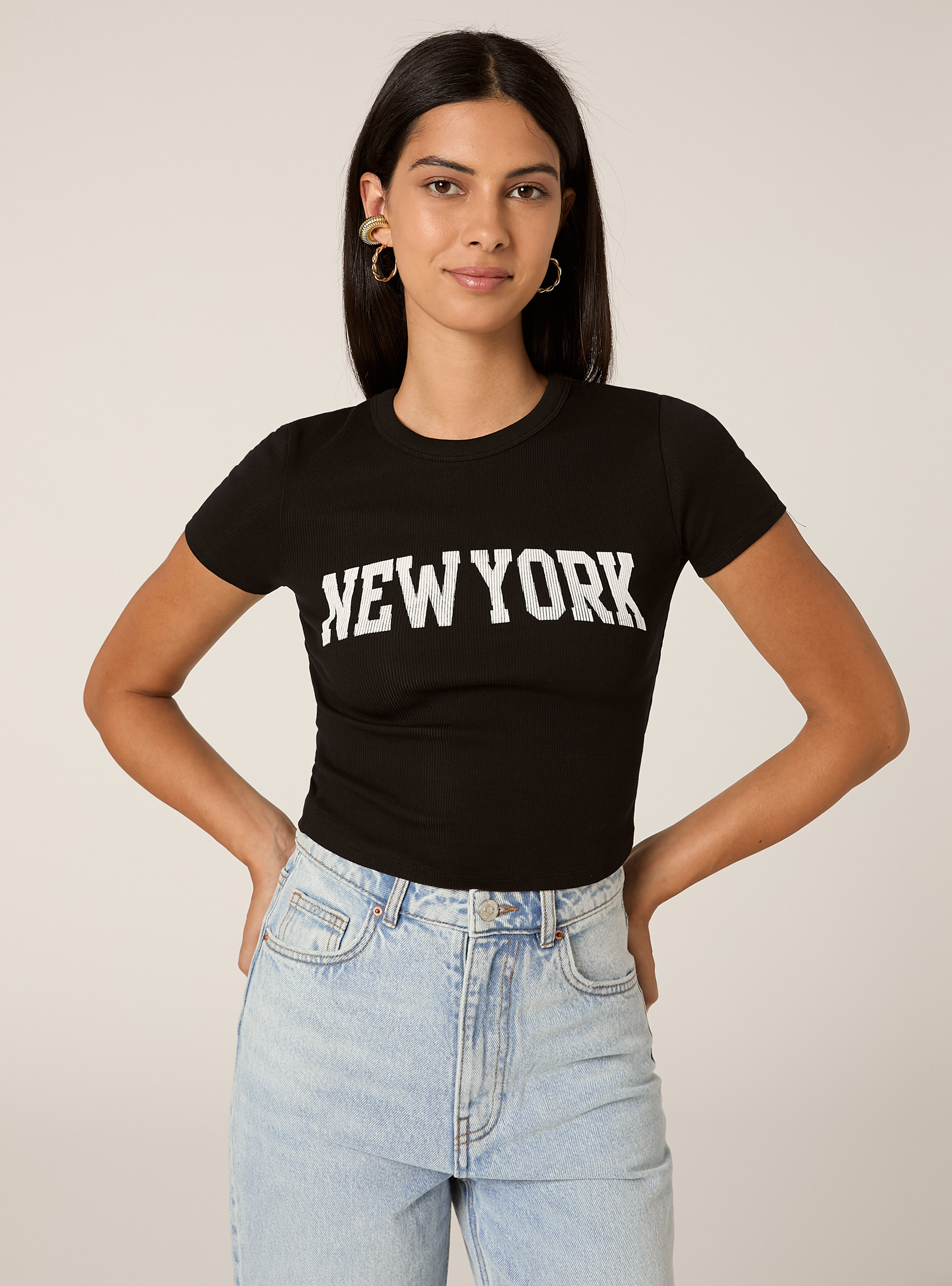 Camiseta corta con estampado universitario, BK1 BLACK