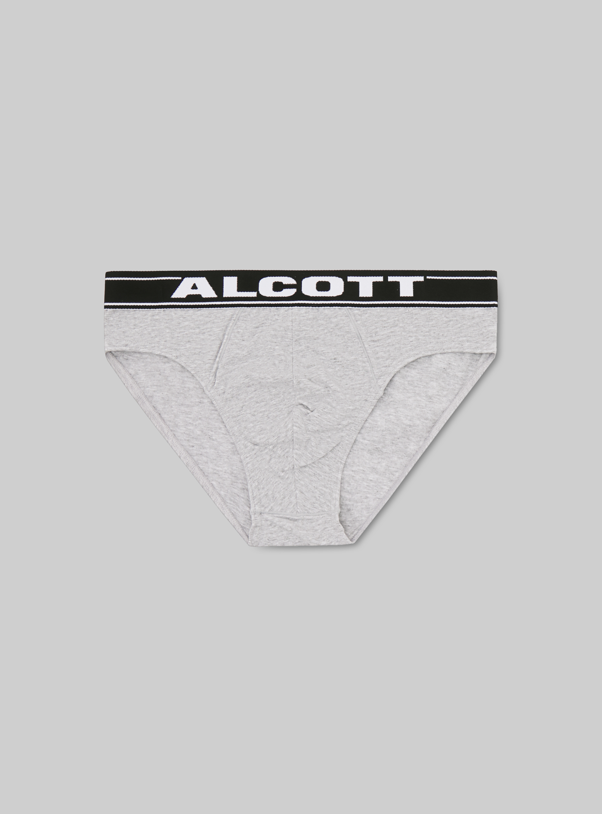 Stretch cotton briefs with logo, MGY2 GREY MEL MEDIUM