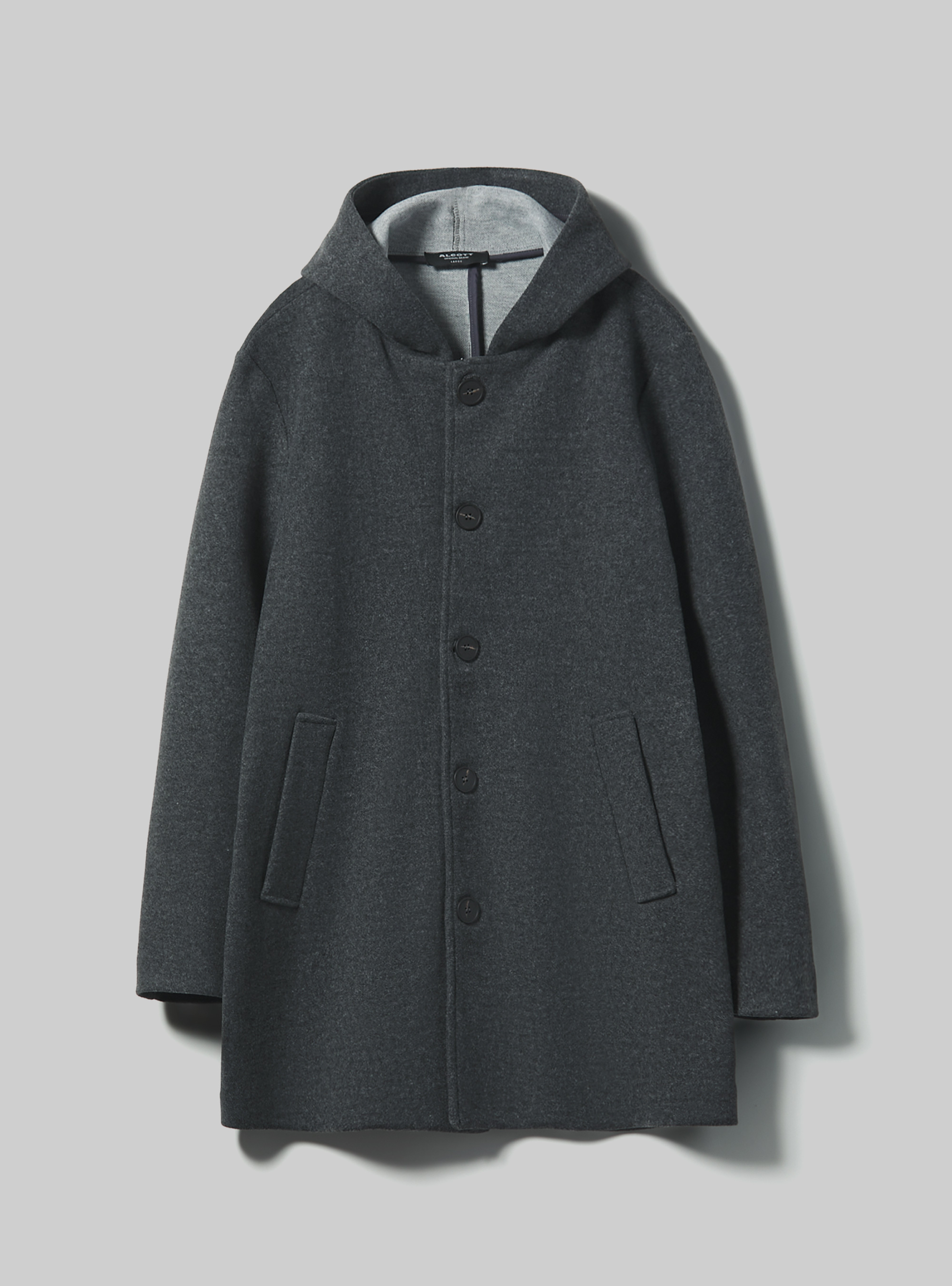 Hooded fabric coat, GY2 GREY MEDIUM