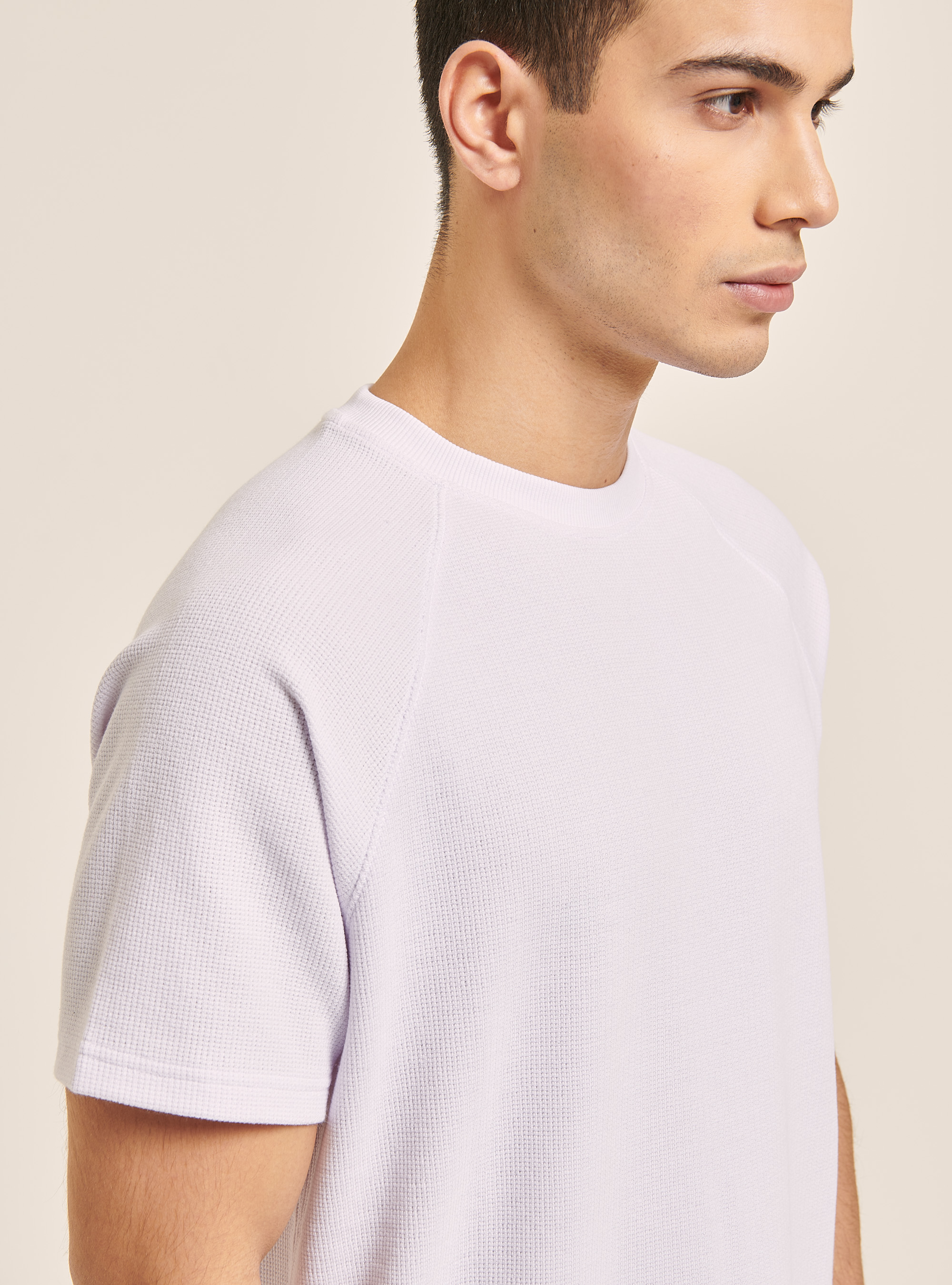 Textured cotton T-shirt, WH3 WHITE