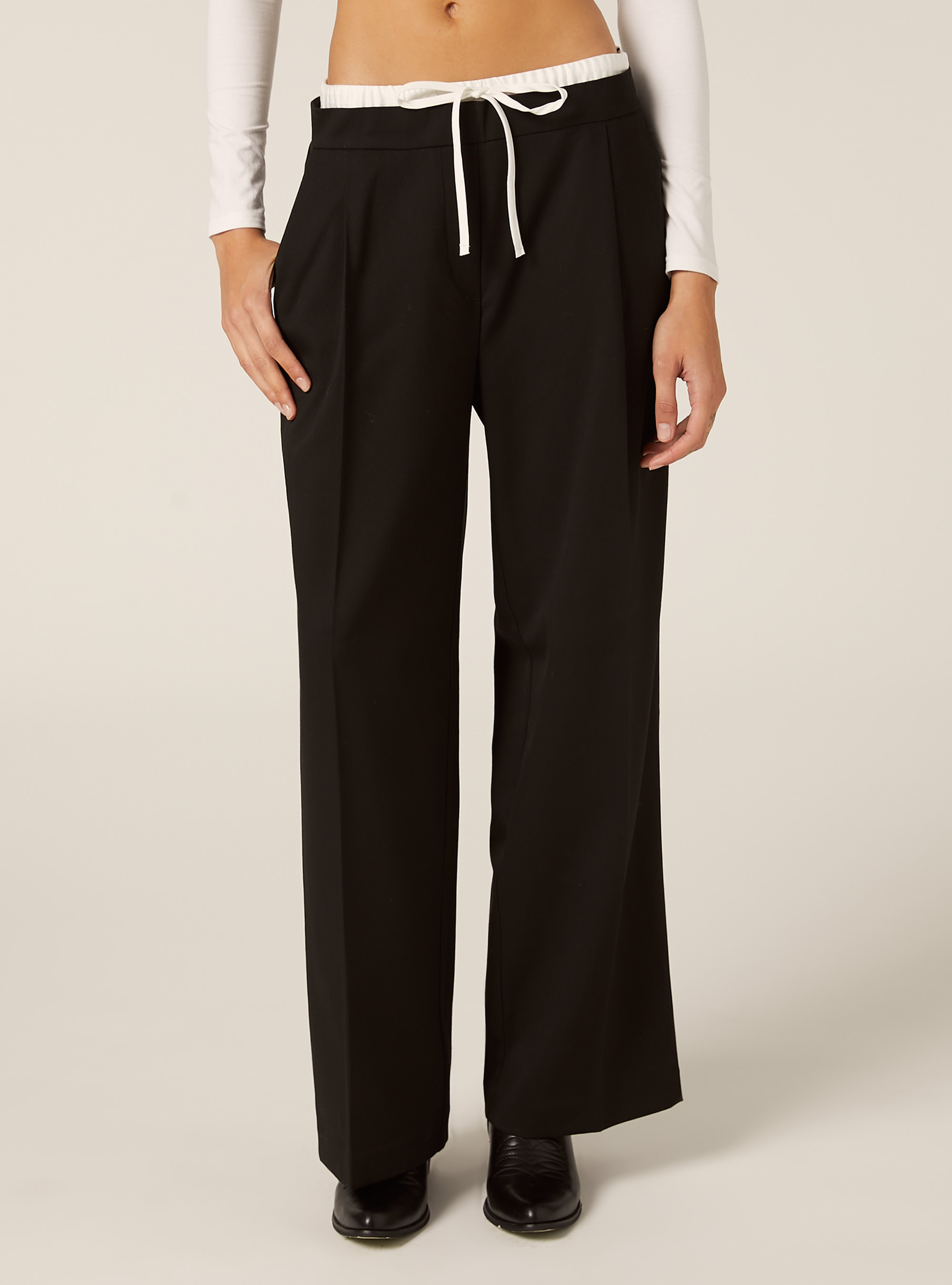 Pantaloni con doppia cinta, BK1 BLACK