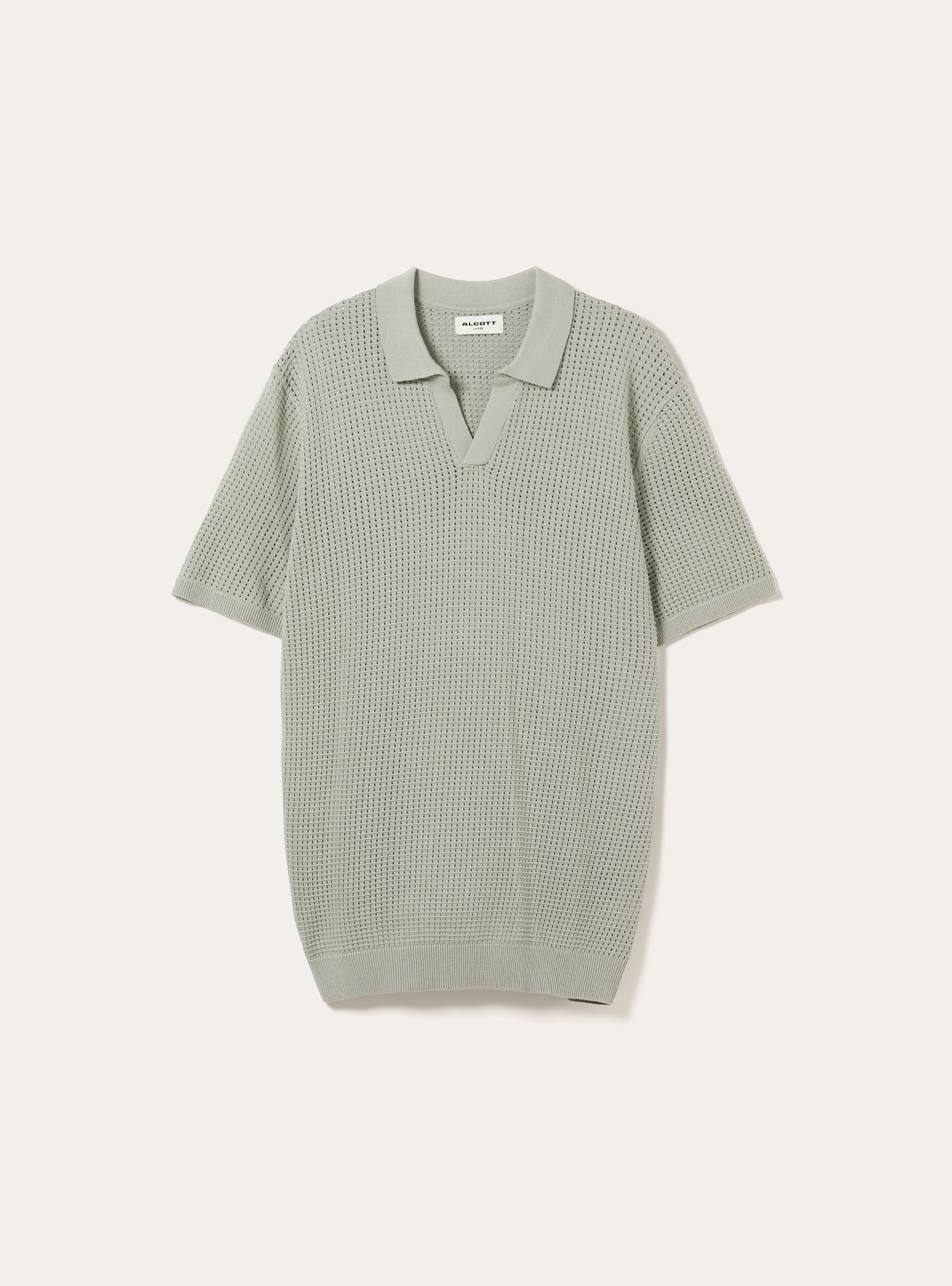 Polo-Shirt aus durchbrochenem Strick, SG3 SAGE LIGHT