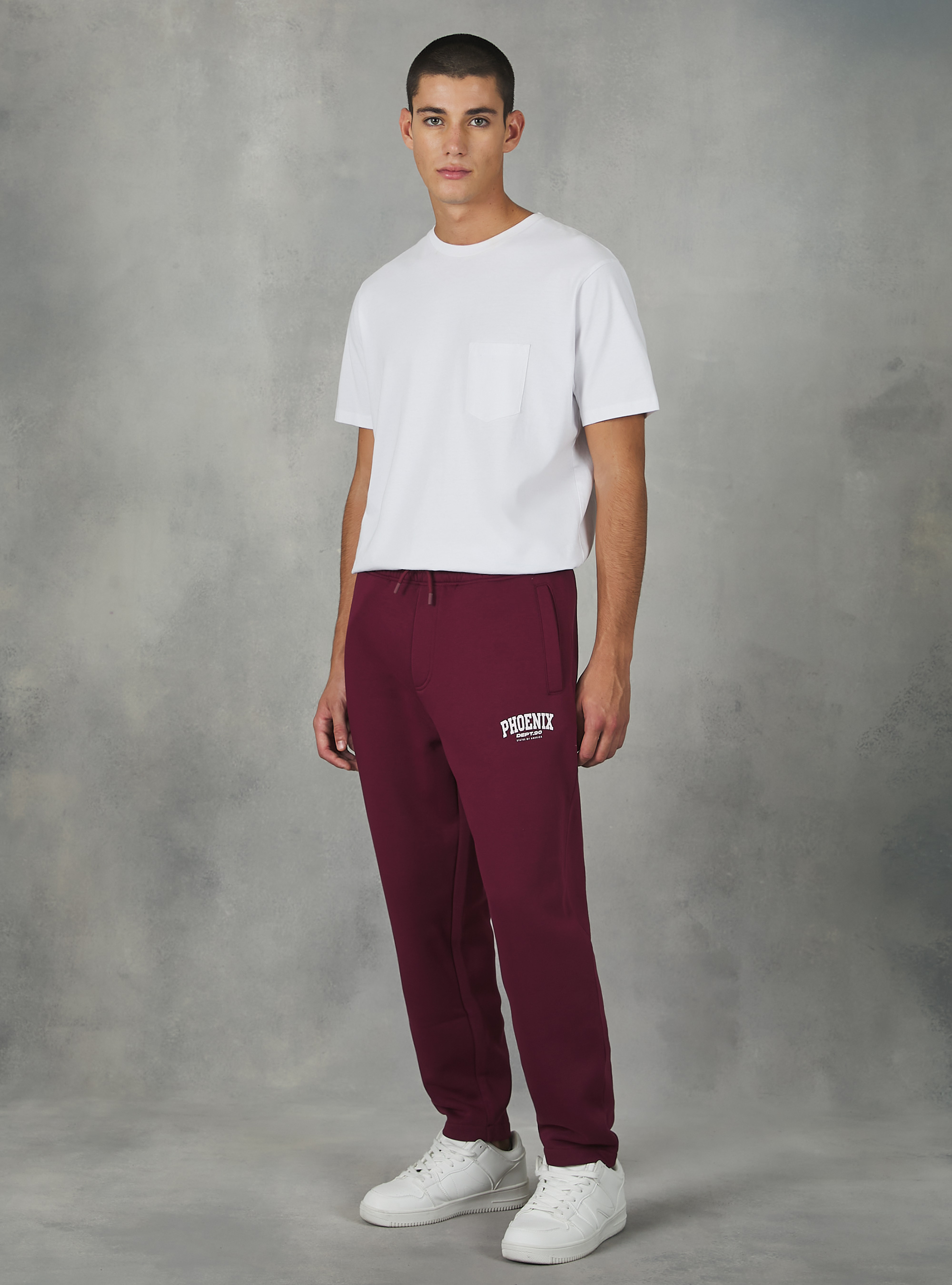 Jogger with college print, BO1 BORDEAUX DARK