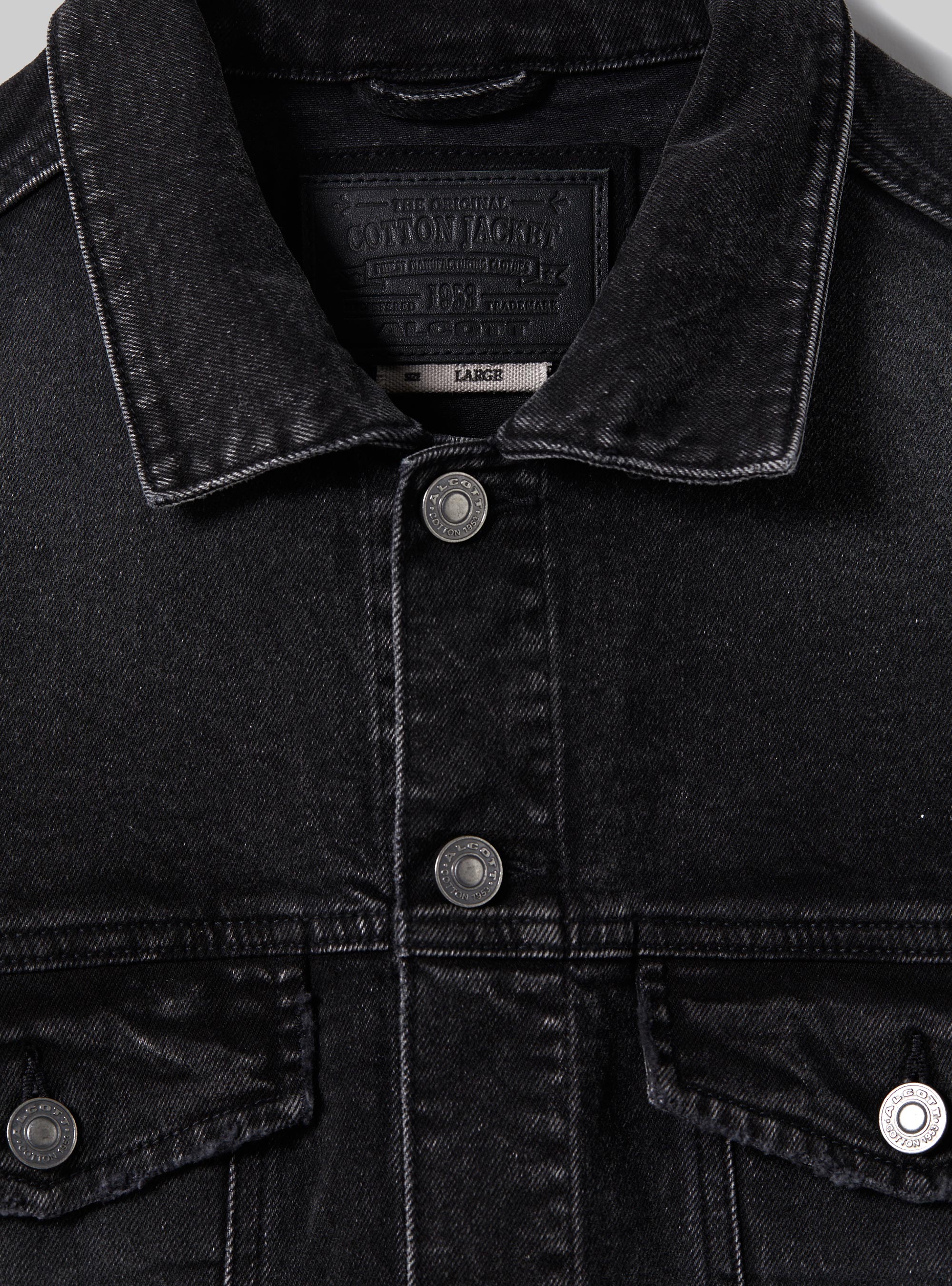 Stretch twill denim jacket, BK1 BLACK