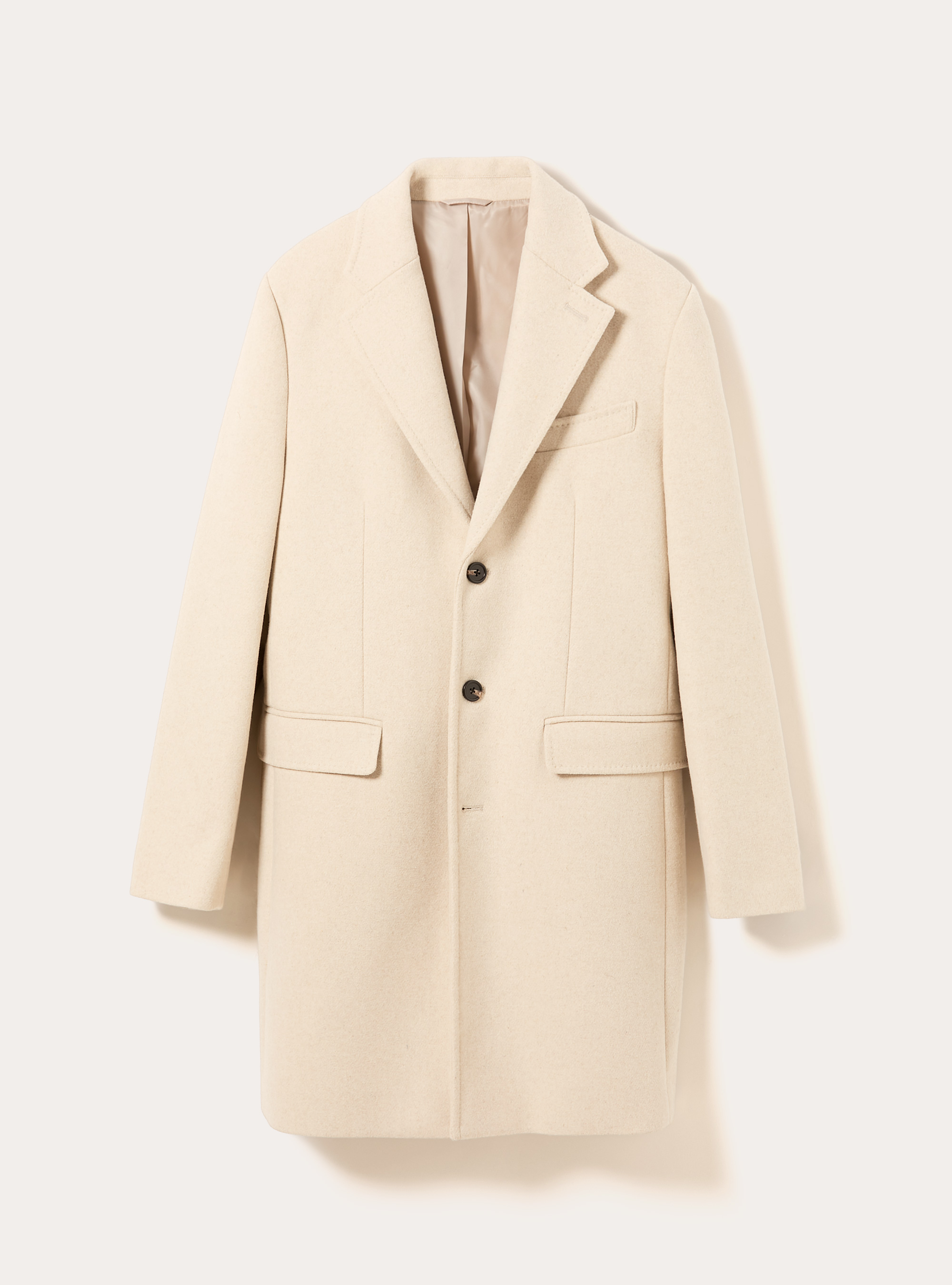 Single-breasted wool blend coat, MBG1 BEIGE MEL DARK