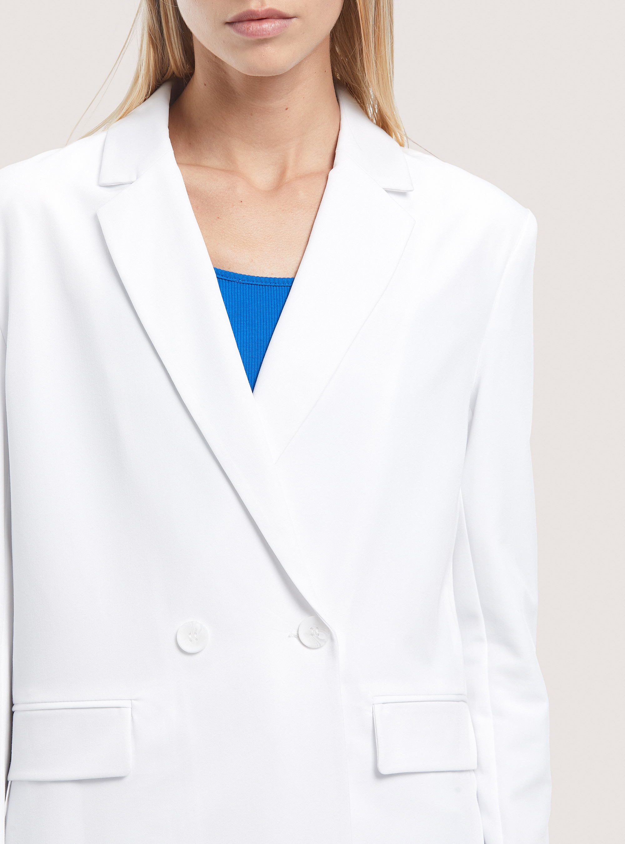 Oversized single breasted blazer, WHITE