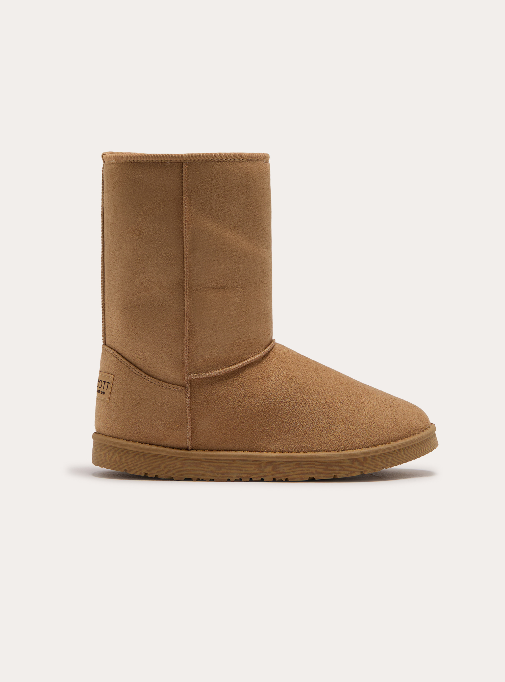 Stivaletti scamosciati con eco pelliccia interna, BG3 BEIGE LIGHT