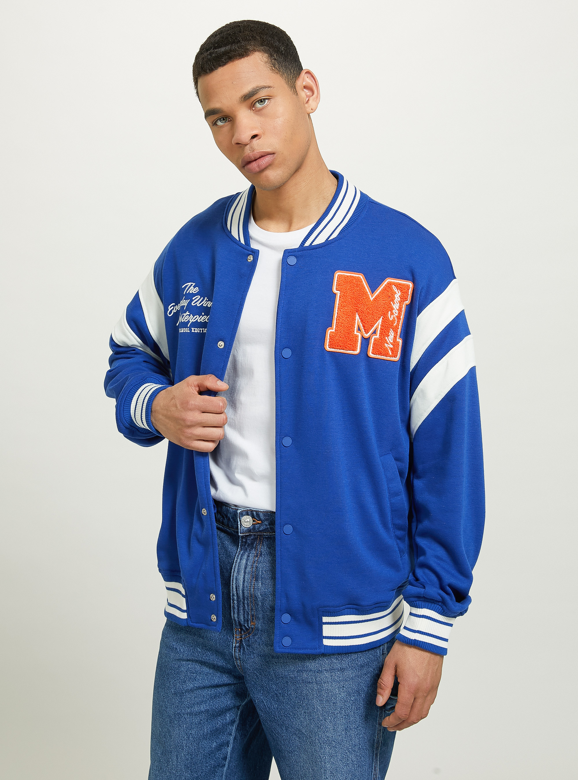College Bomber Jacket with print, RY1 ROYALE DARK