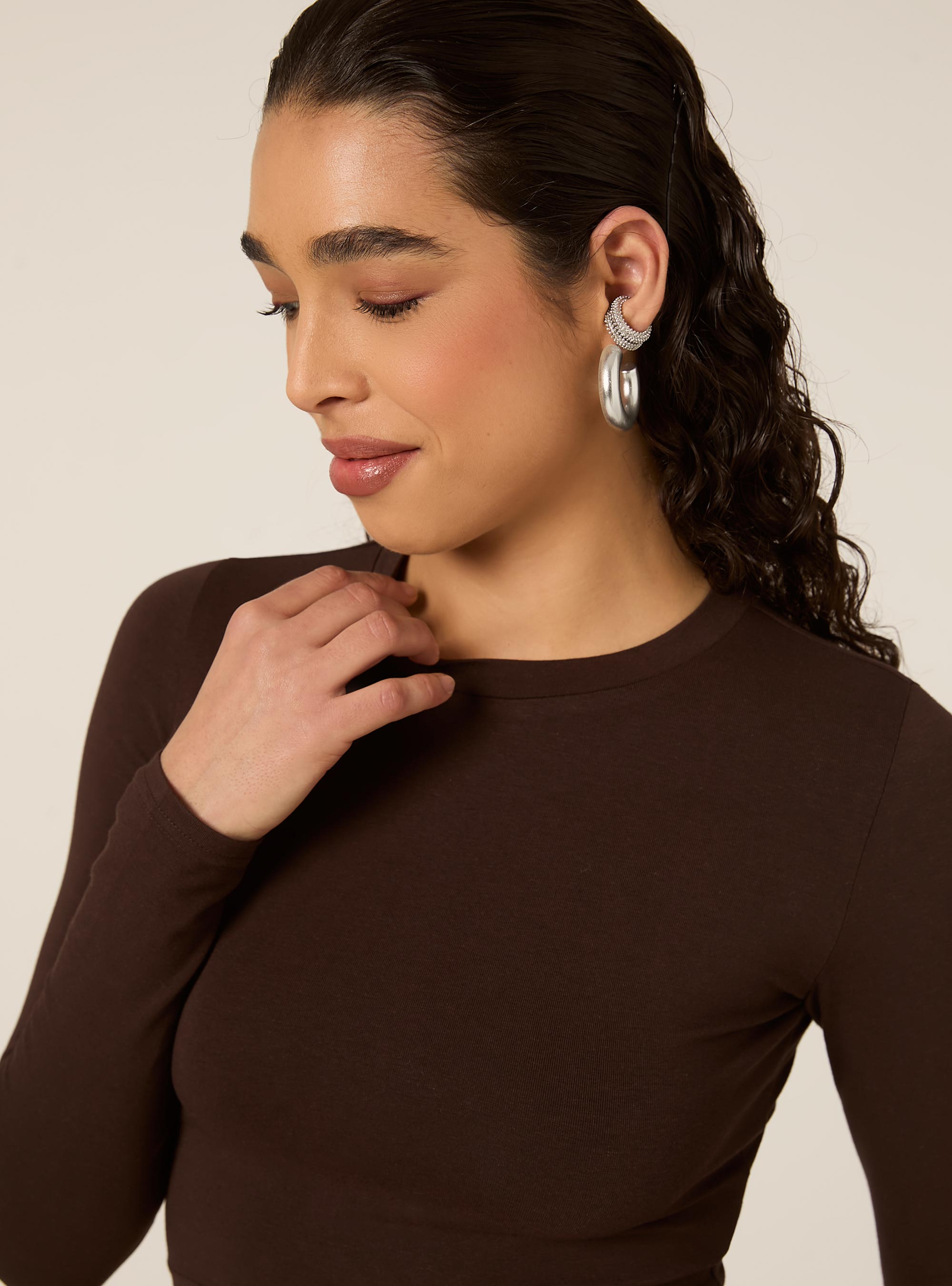 T-shirt court à manches longues, BR1 BROWN DARK