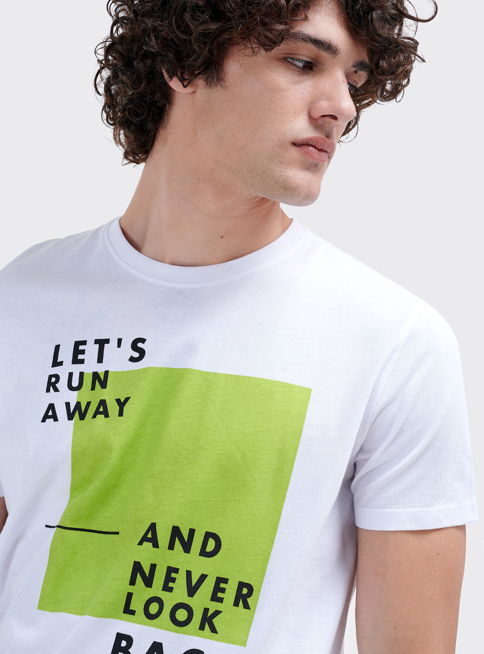 Camiseta con estampado, BLANCO