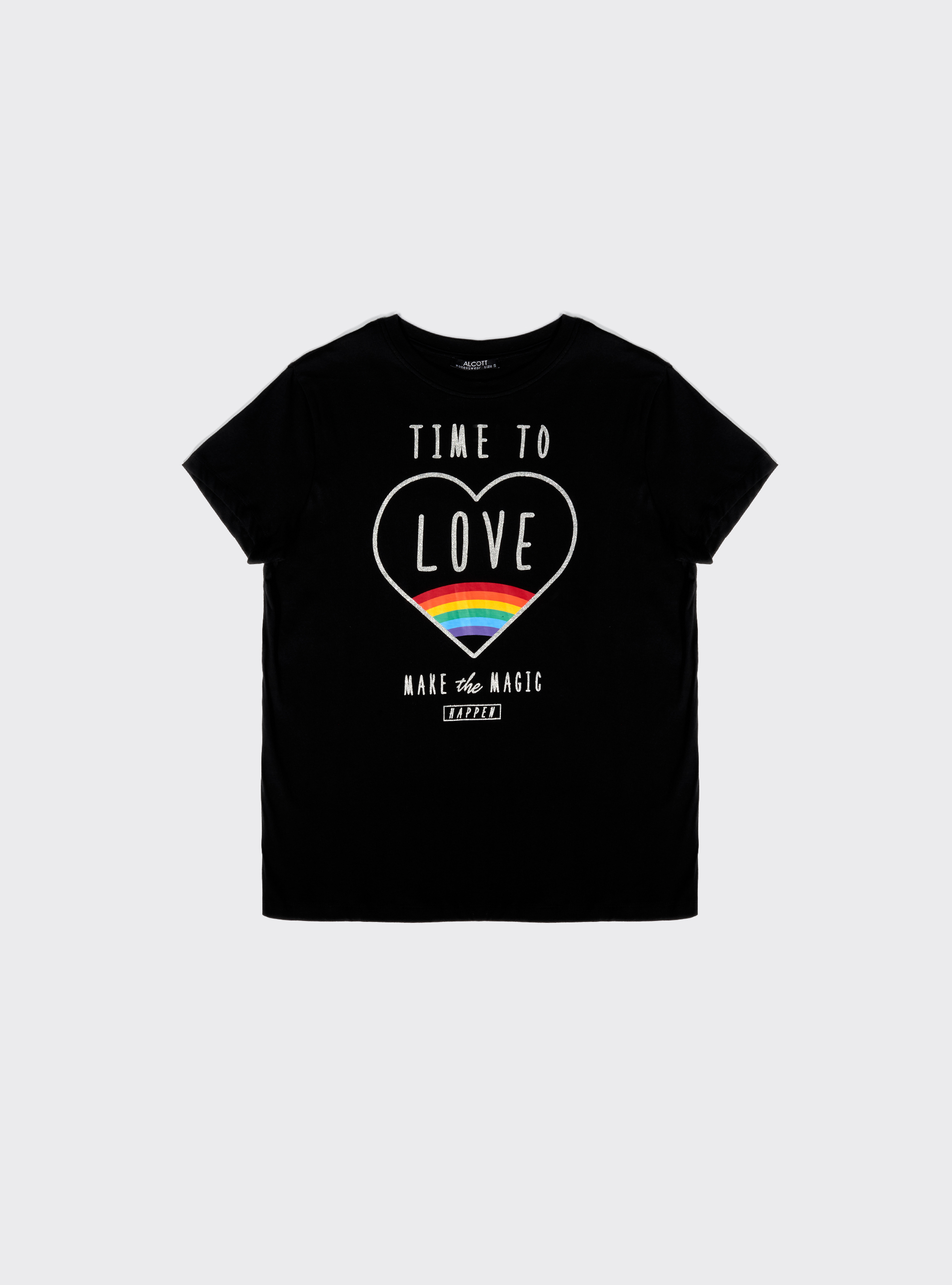 T-Shirt mit Rundhalsausschnitt und Aufdruck, C101 BLACK