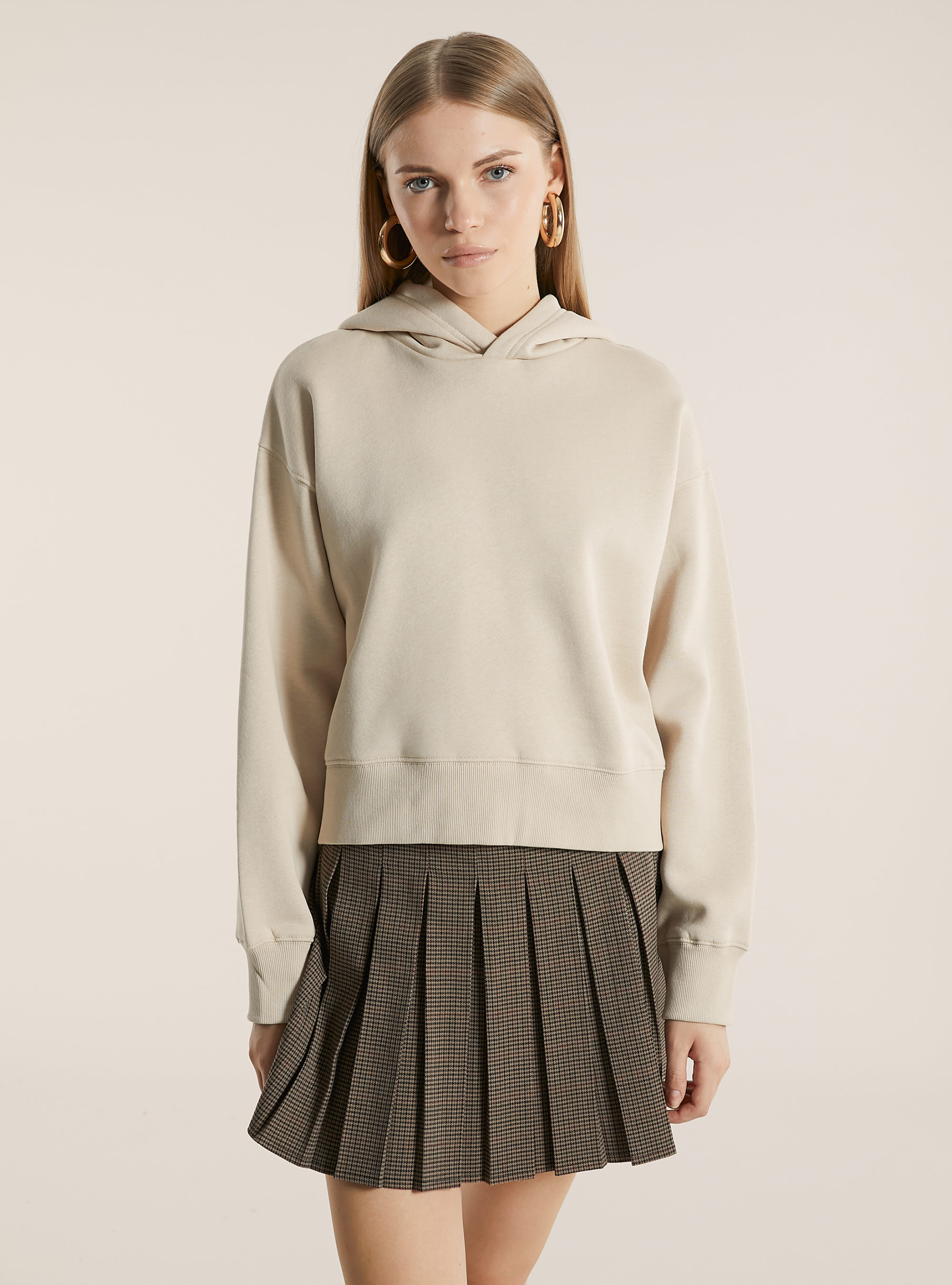 Kapuzensweatshirt in Boxy-Passform, BG2 BEIGE MEDIUM