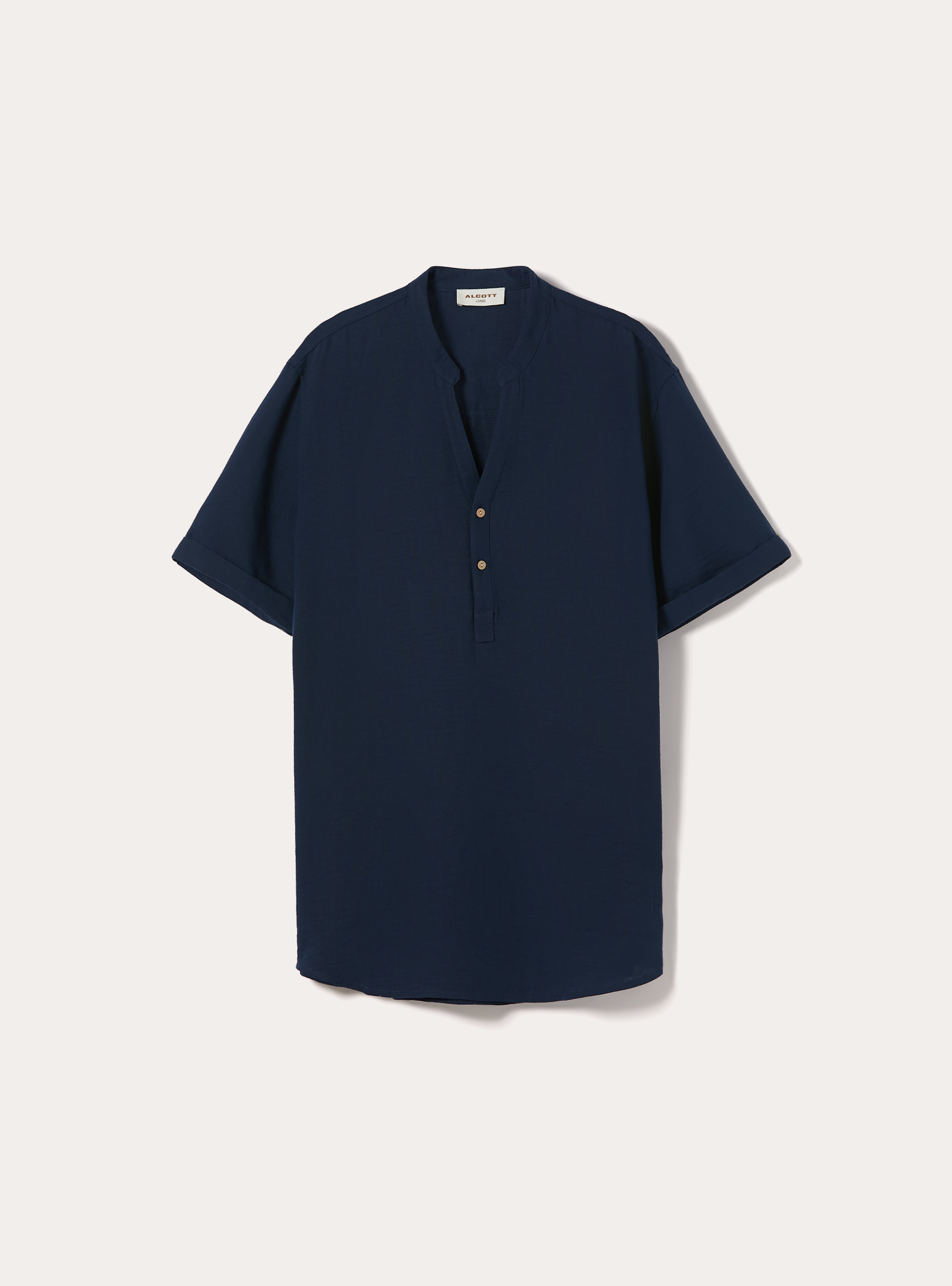 Mandarin collar shirt, NA2 NAVY MEDIUM