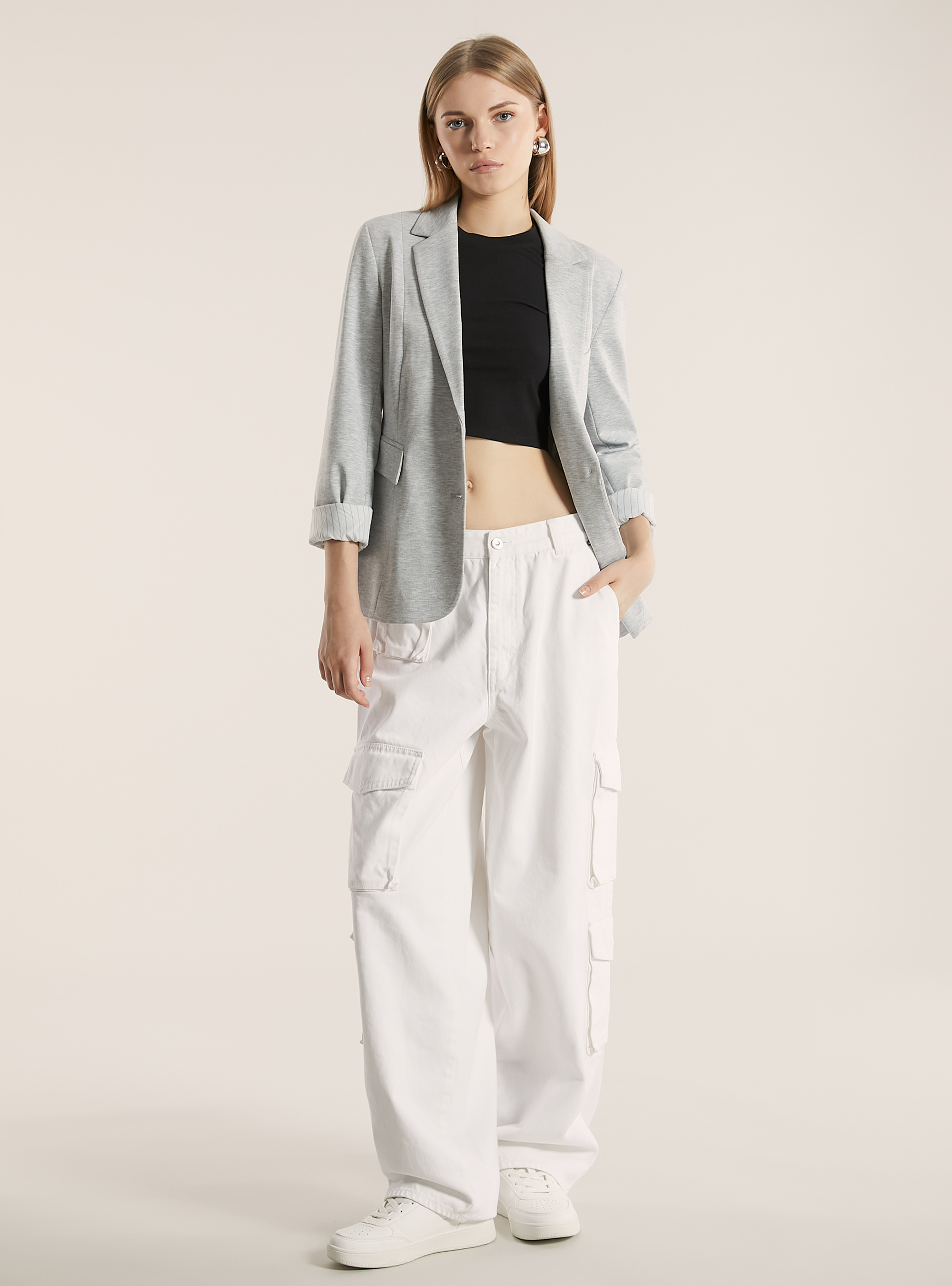 Blazer in jersey, MGY3 GREY MEL LIGHT