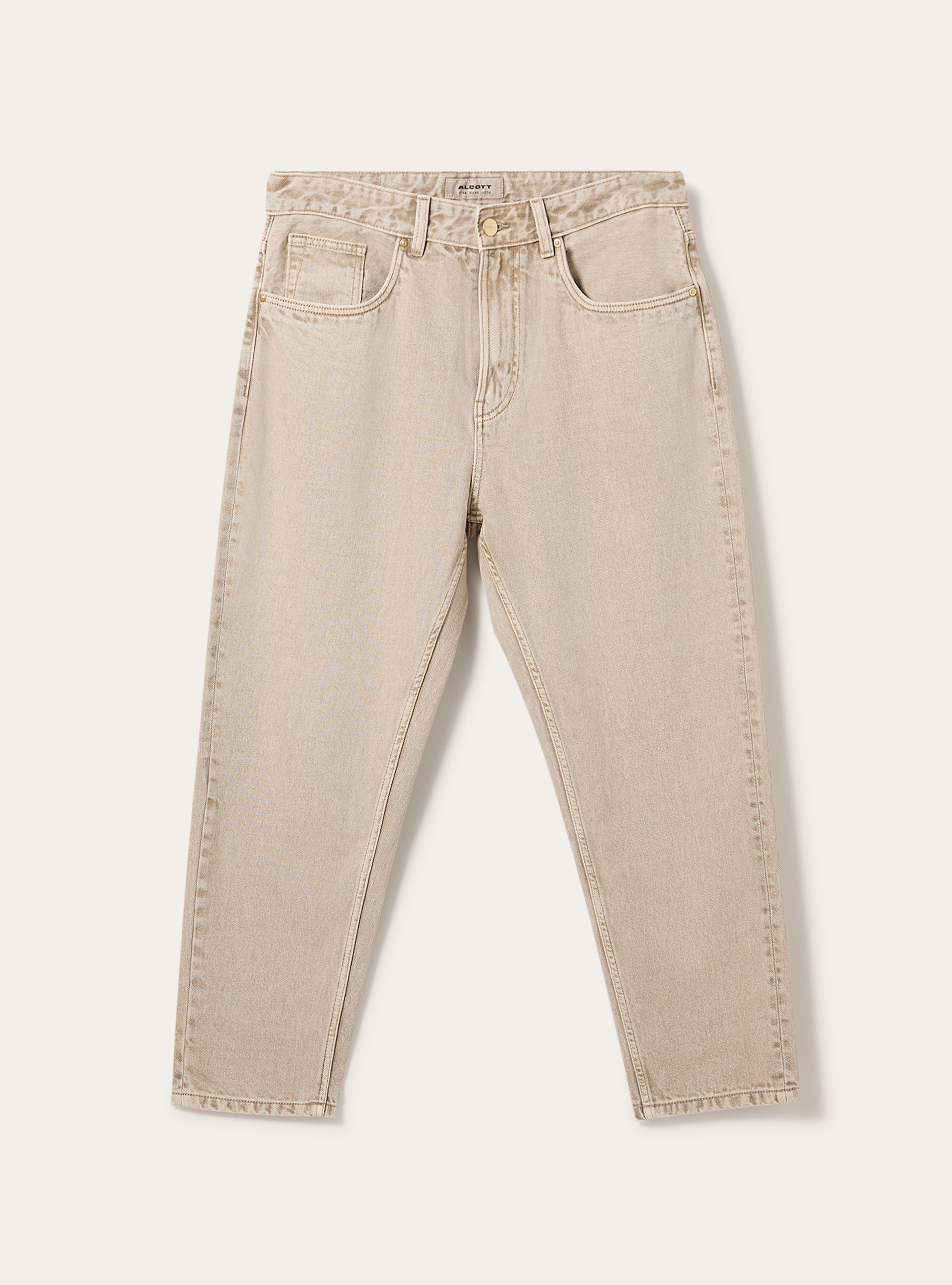 Pantalone loose fit in denim colorato, BEIGE MEDIO