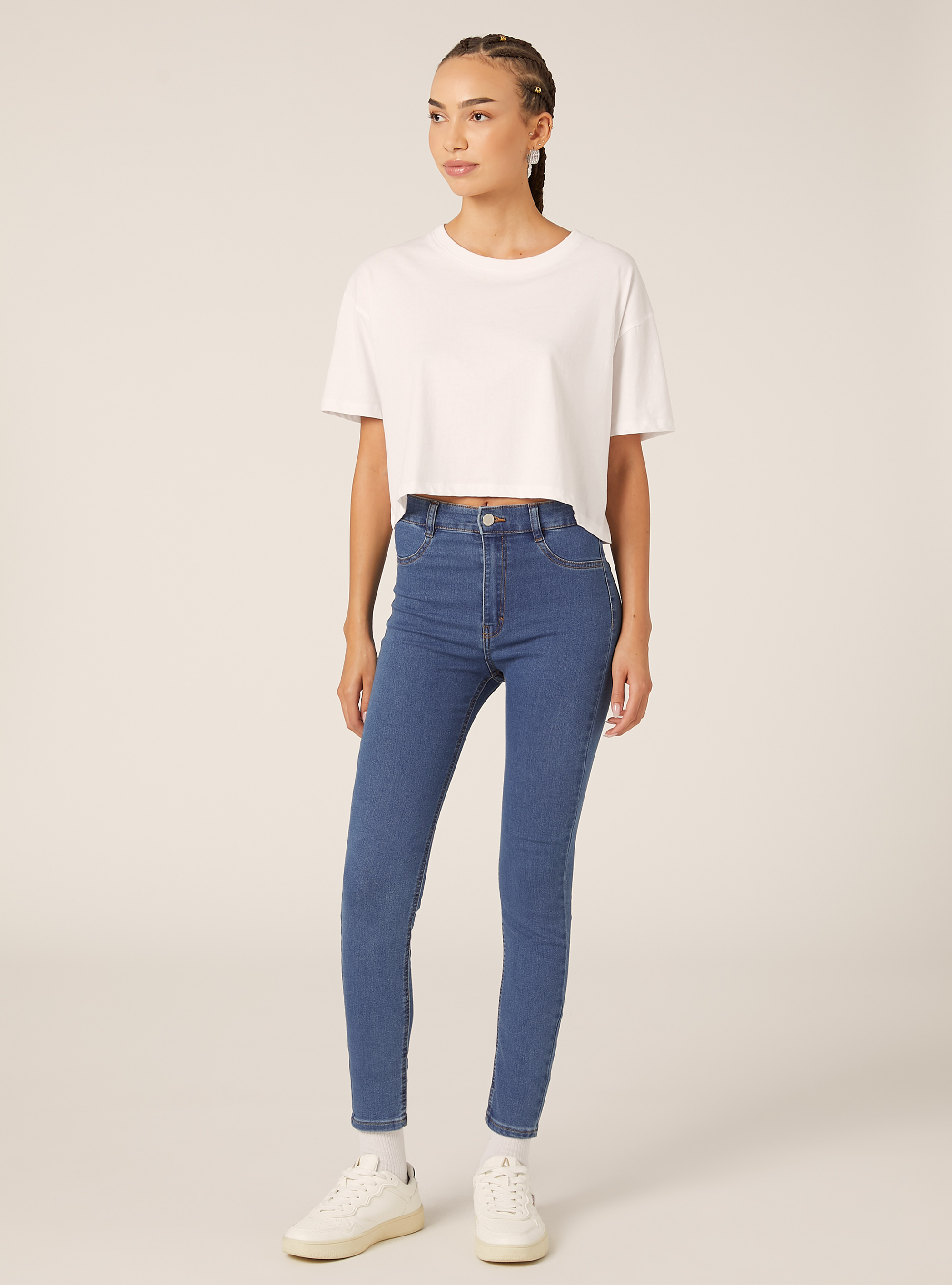 Stretch denim skinny jeans, BLUE