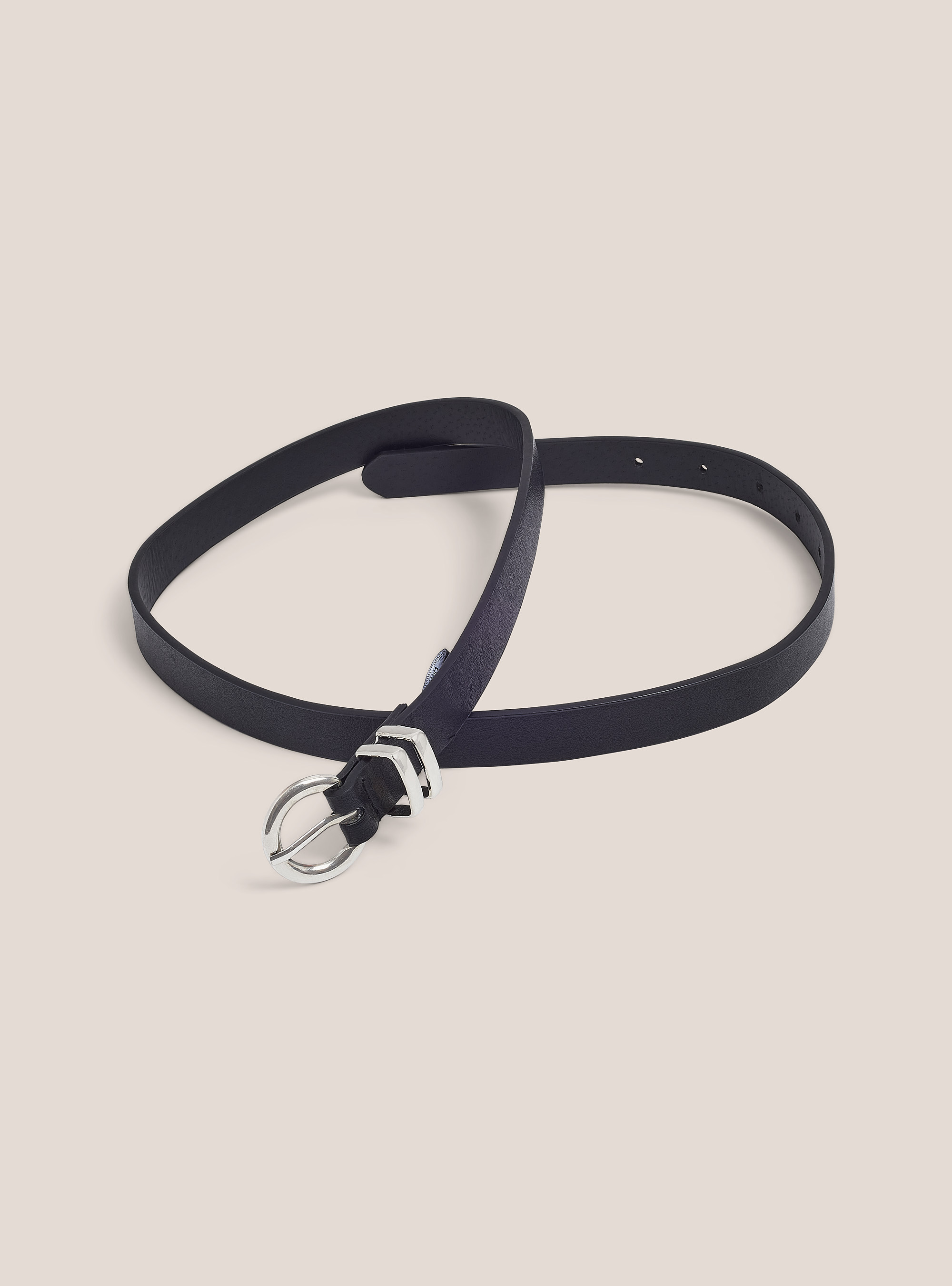 Cintura in ecopelle sottile, NERO